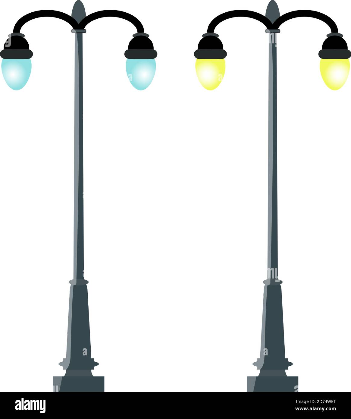 Illustrazione vettoriale delle lampade della città di strada in stile cartone animato isolato su sfondo bianco Illustrazione Vettoriale