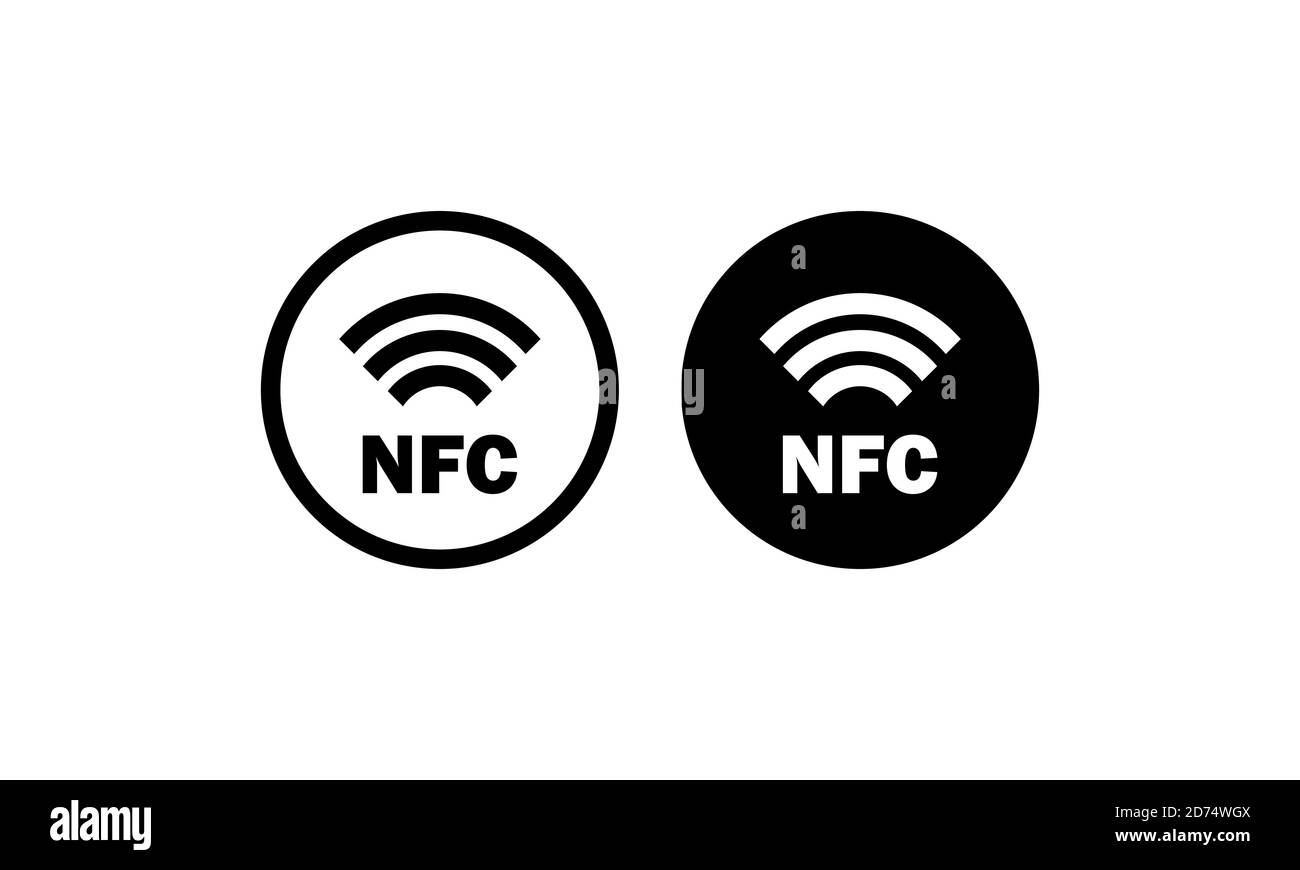 Icona di pagamento NFC in nero. Pagamento senza contatto. Vettore su sfondo bianco isolato. EPS 10 Illustrazione Vettoriale