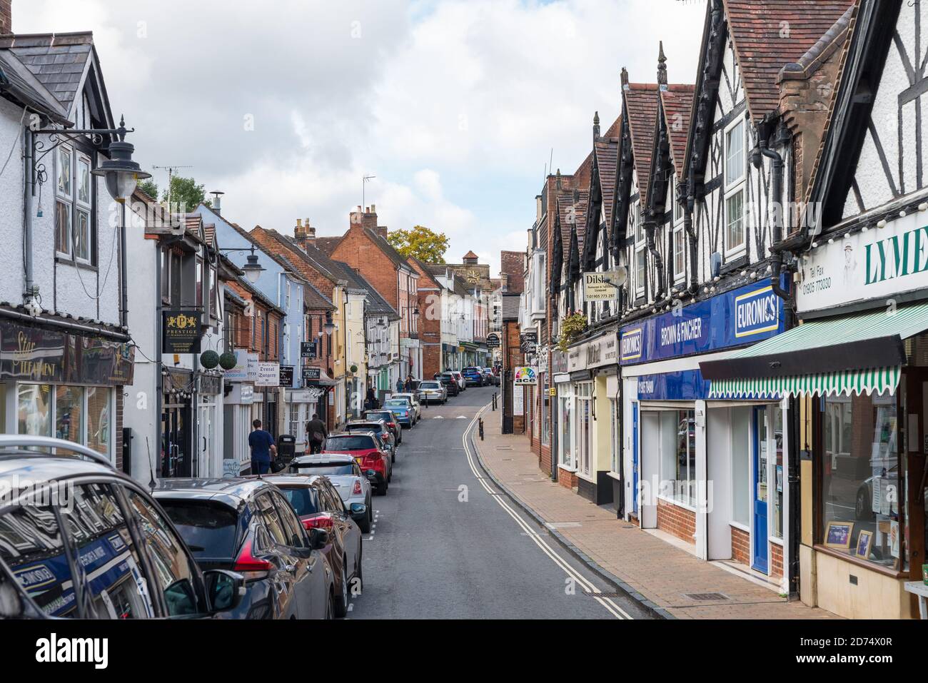 The High Street nel centro di Droitwich Spa, Worcestershire, Regno Unito Foto Stock