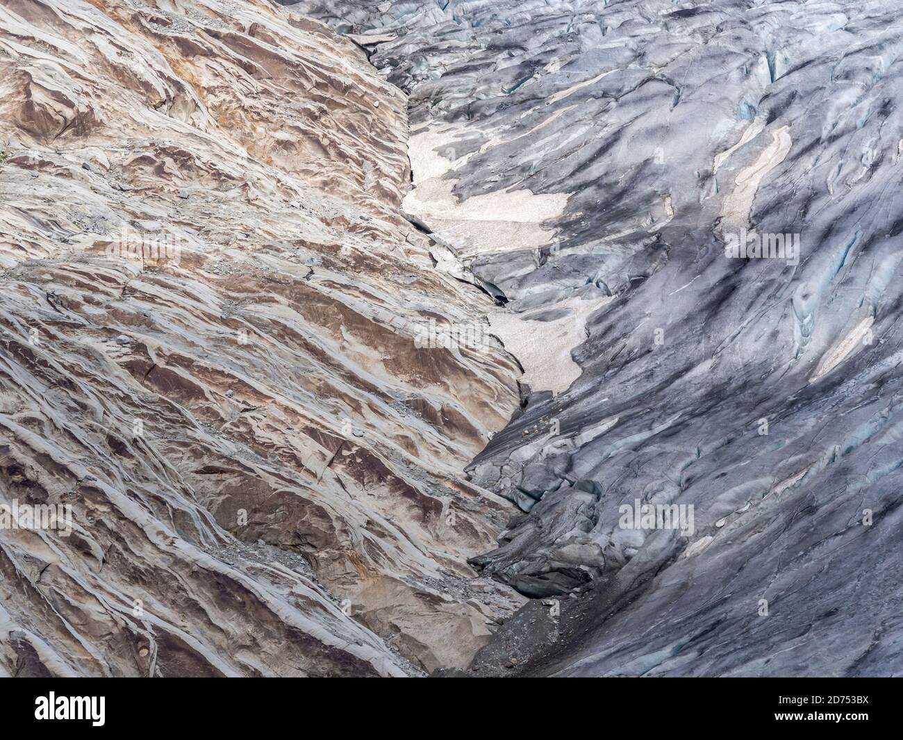 Ritrattamento del ghiacciaio del Rodano, formazione rocciosa, Svizzera Foto Stock