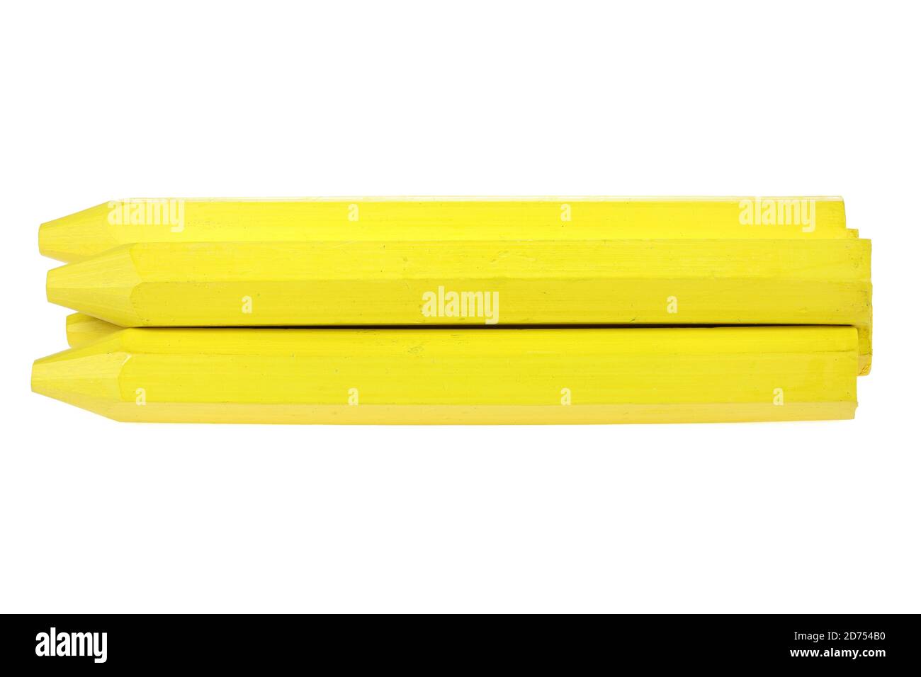 pastello di marcatura giallo isolato su sfondo bianco Foto Stock