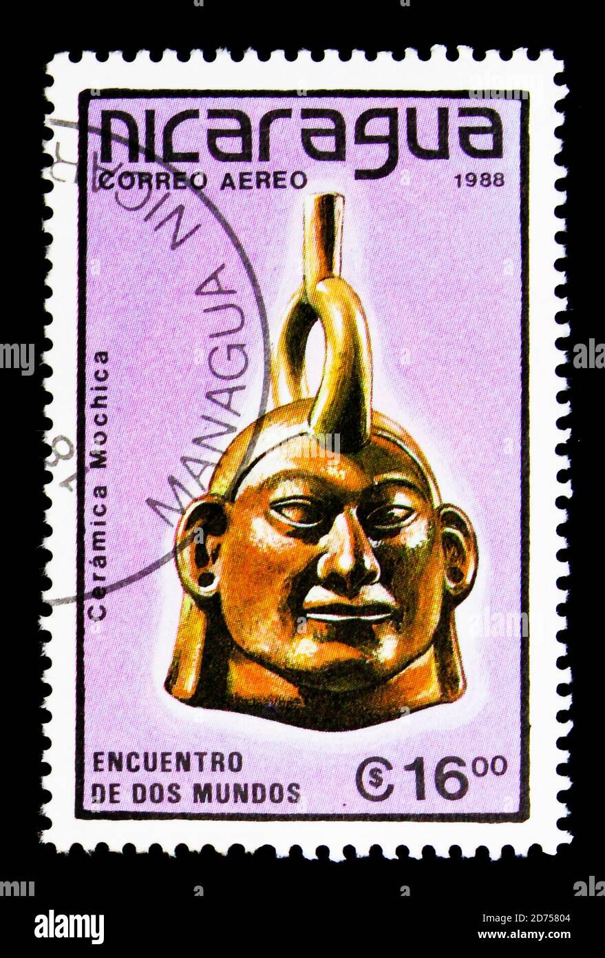MOSCA, RUSSIA - 25 NOVEMBRE 2017: Un francobollo stampato in Nicaragua mostra , serie, circa 19 Foto Stock