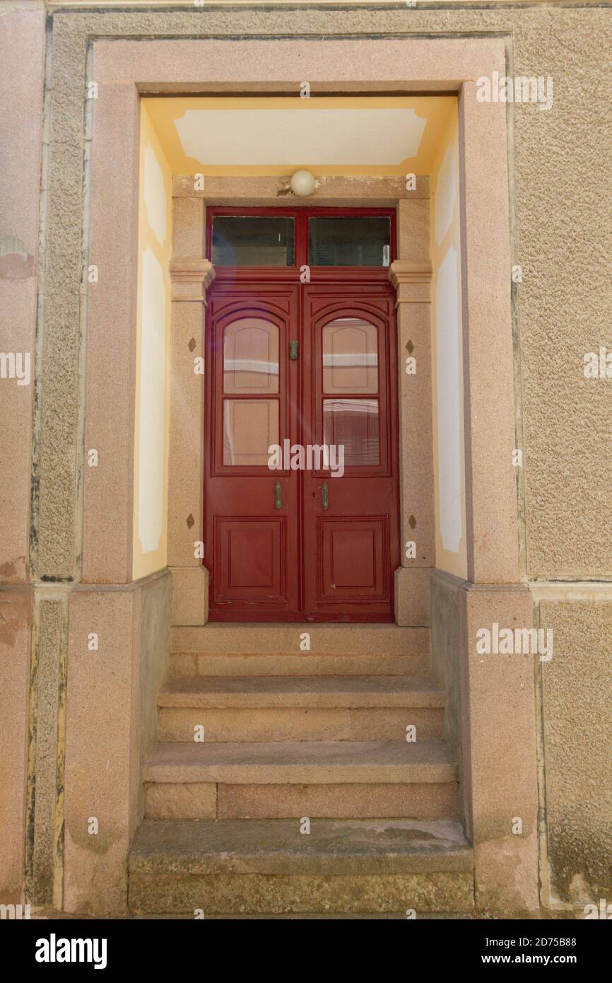 Porta tradizionale in villa a Mytilene, nell'isola di Lesbo (Lesbos), Mar Egeo, Grecia, Europa. Foto Stock