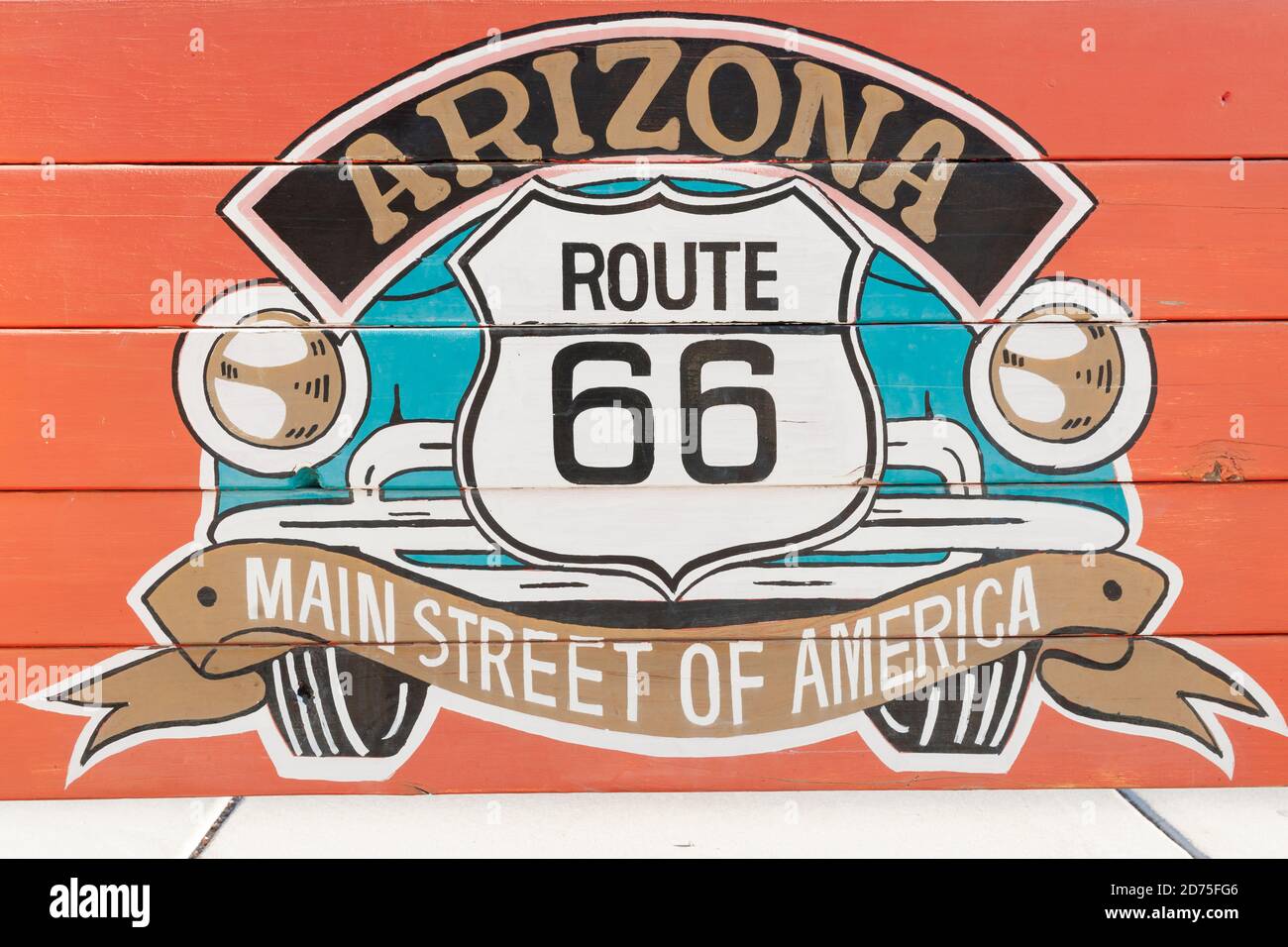 Seligman USA - Settembre 30 2015; Main Street of America Route 66 segno sulla parete. Foto Stock