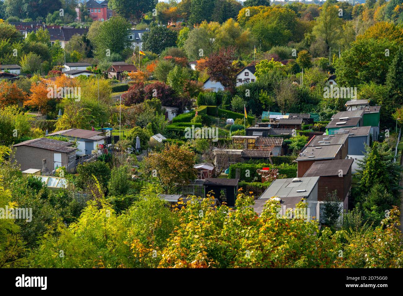 Giardino di assegnazione a Westpark a Bochum, ex stabilimento di acciaierie nel centro della città occidentale, NRW, Germania, Foto Stock