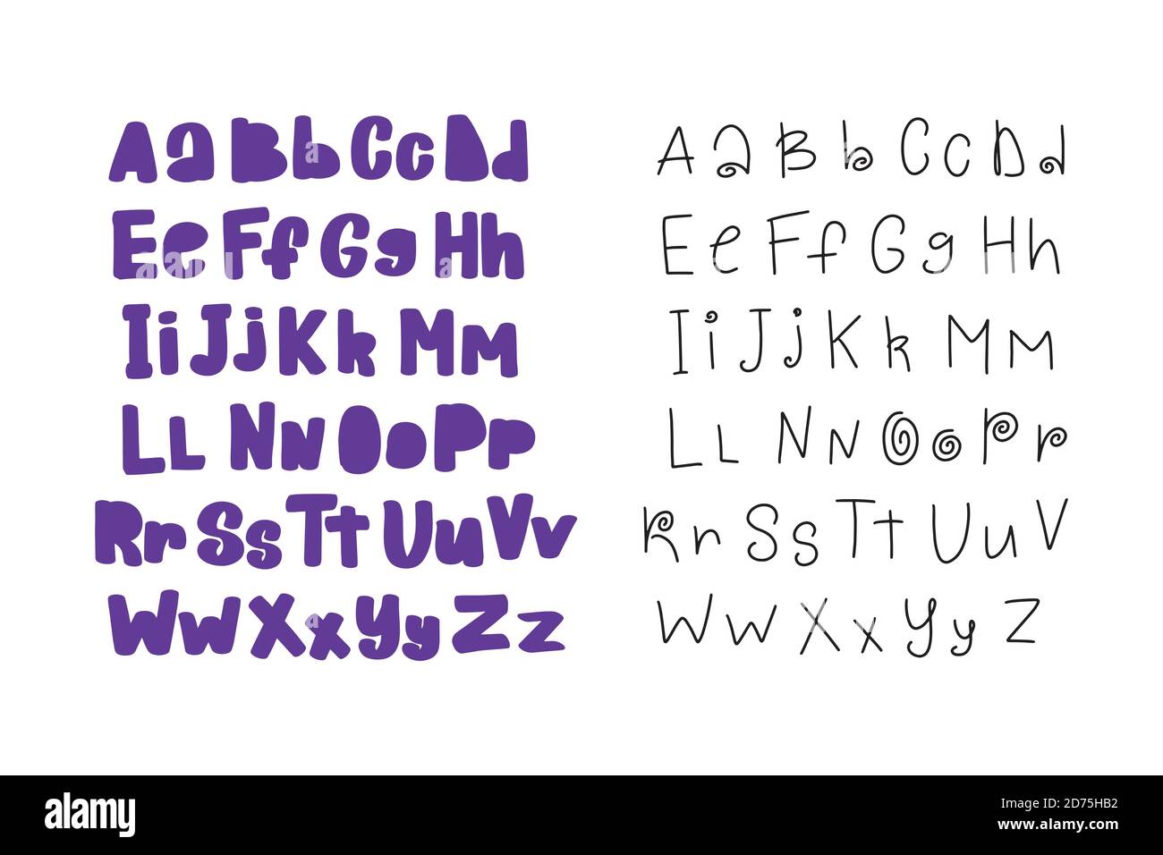 Vettore cartone animato mano disegnato decorativo vettore moderno ABC Illustrazione Vettoriale