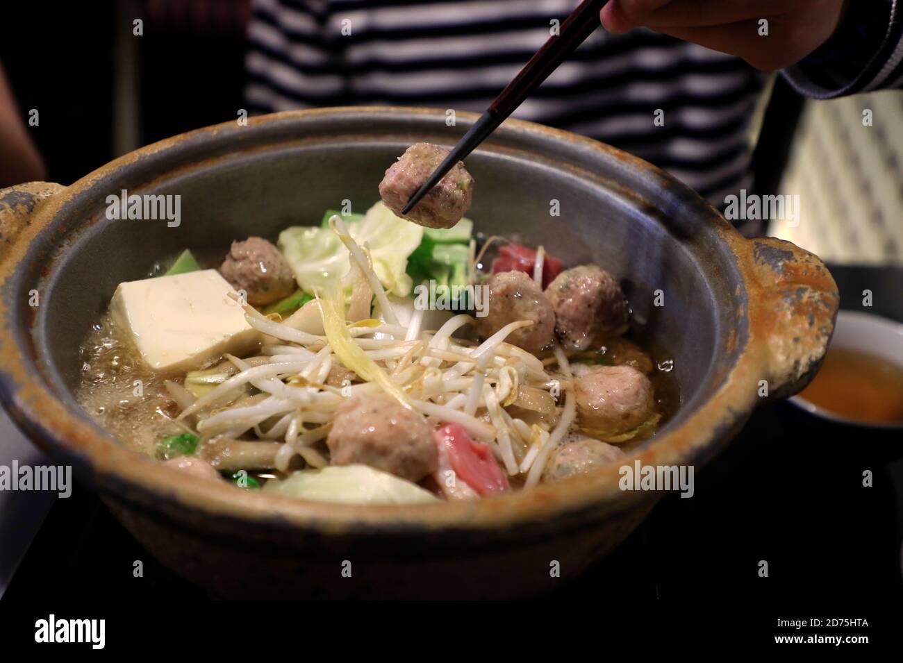 Hot pot Chanko aka Sumo Hot pot servito in un Ristorante a Yokozuna Yokocho.Sumida.Tokyo.Japan Foto Stock