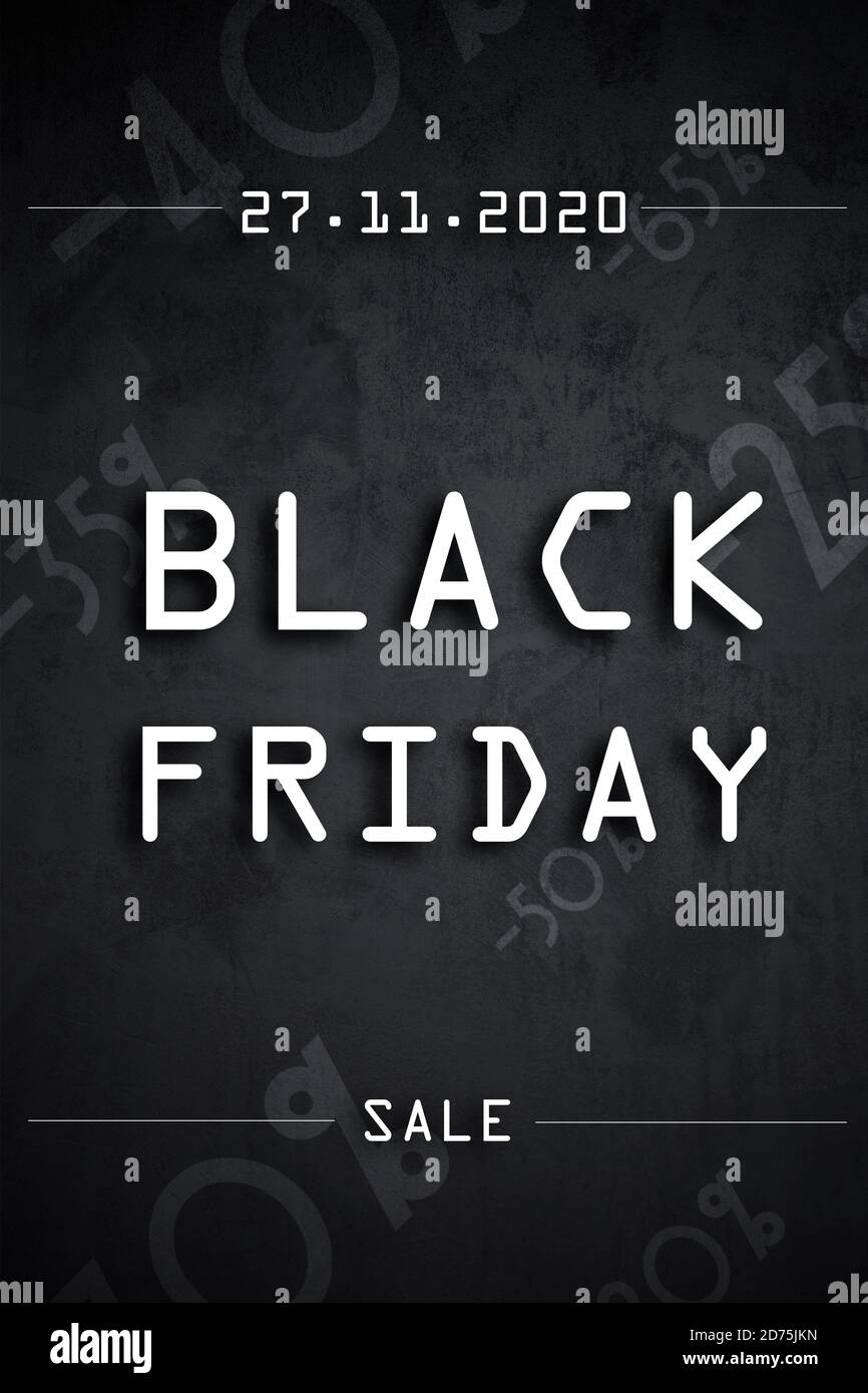 Banner informativo Black friday per 2020 anni in orientamento verticale Foto Stock