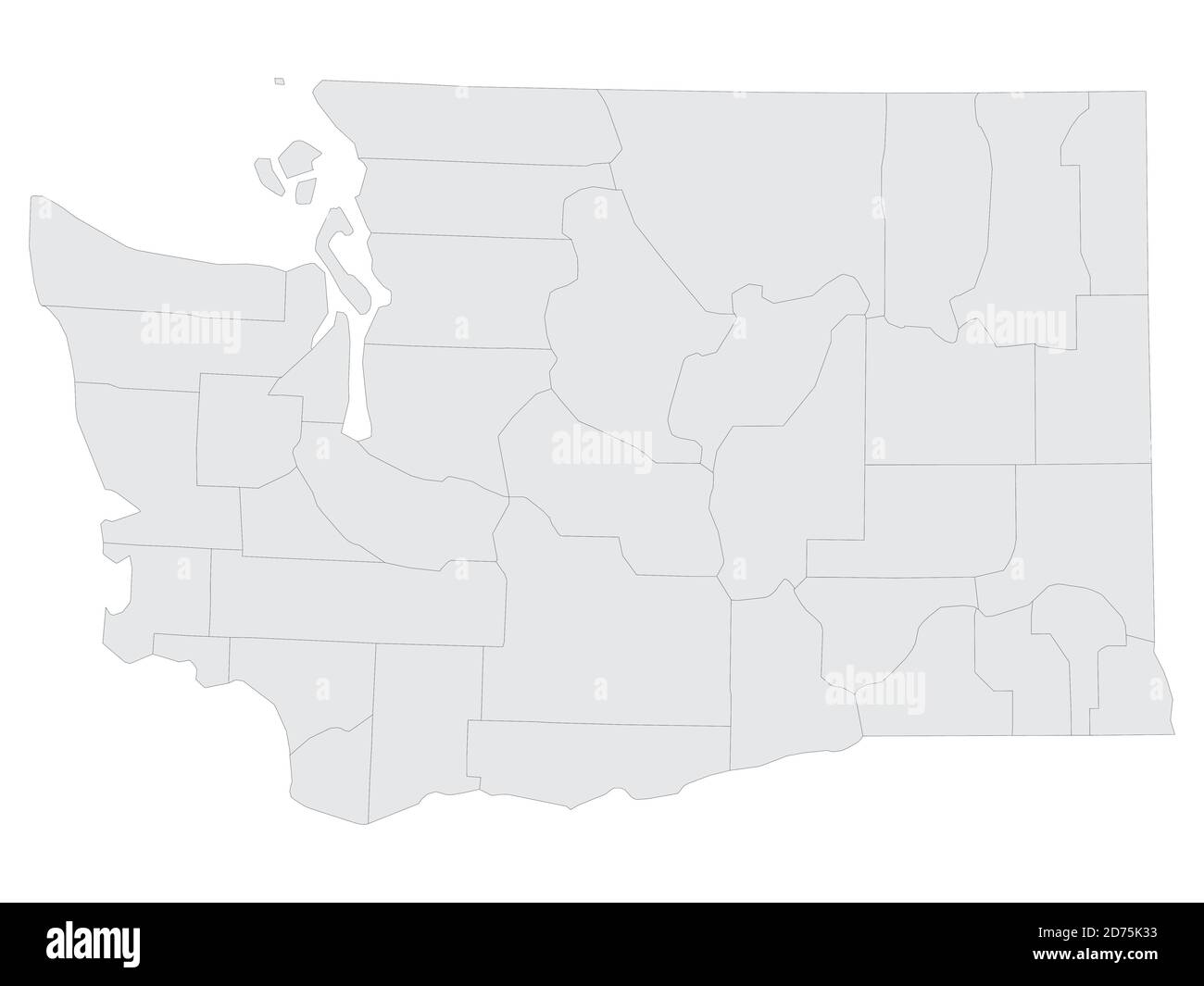 Mappa delle contee elettorali di Gray Flat dello Stato federale degli Stati Uniti Di Washington Illustrazione Vettoriale