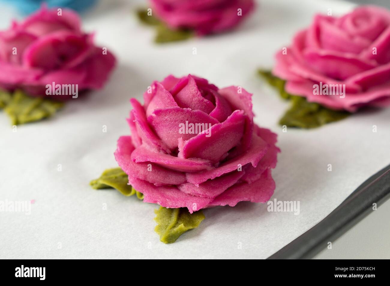 Mooncake di fiori di rosa rossa Foto Stock