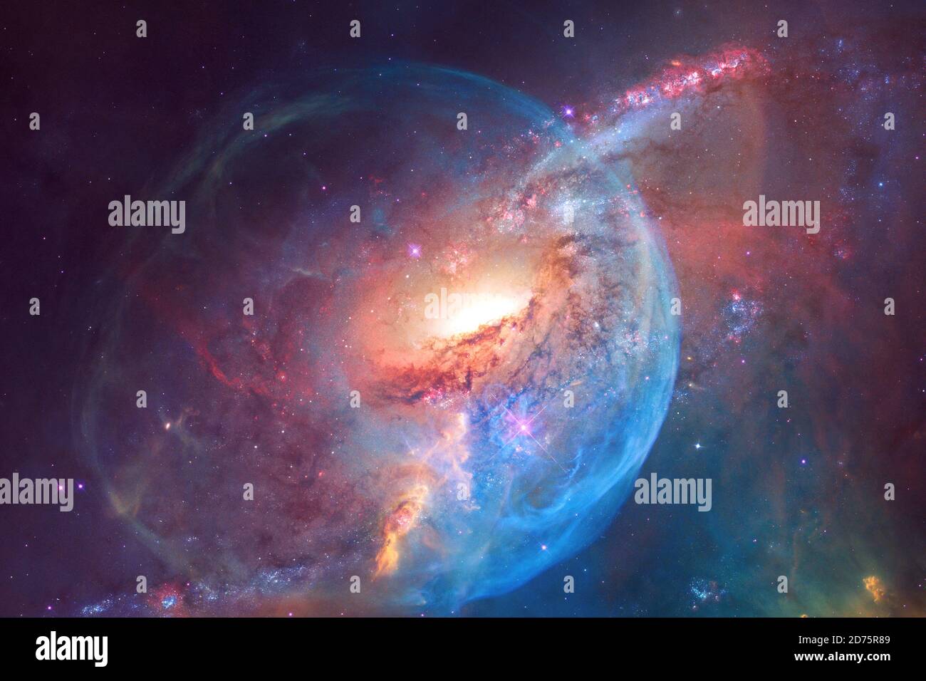 Bella galassia da qualche parte in uno spazio profondo. Carta da parati cosmica. Elementi di questa immagine forniti dalla NASA Foto Stock