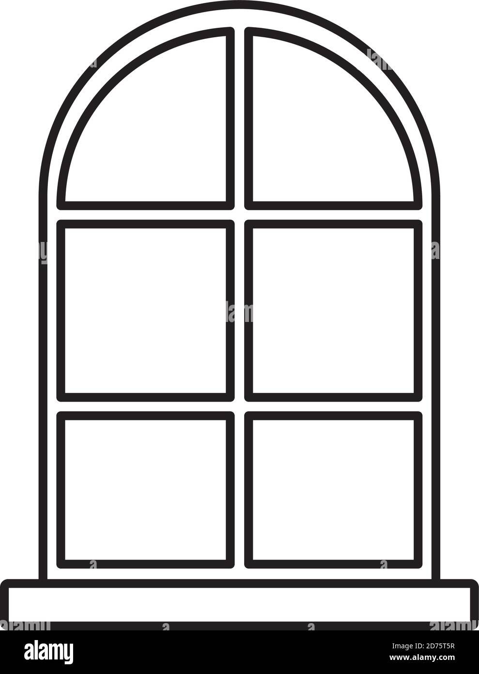 cornice finestra facciata esterna isolato sfondo bianco illustrazione vettoriale lineare Illustrazione Vettoriale