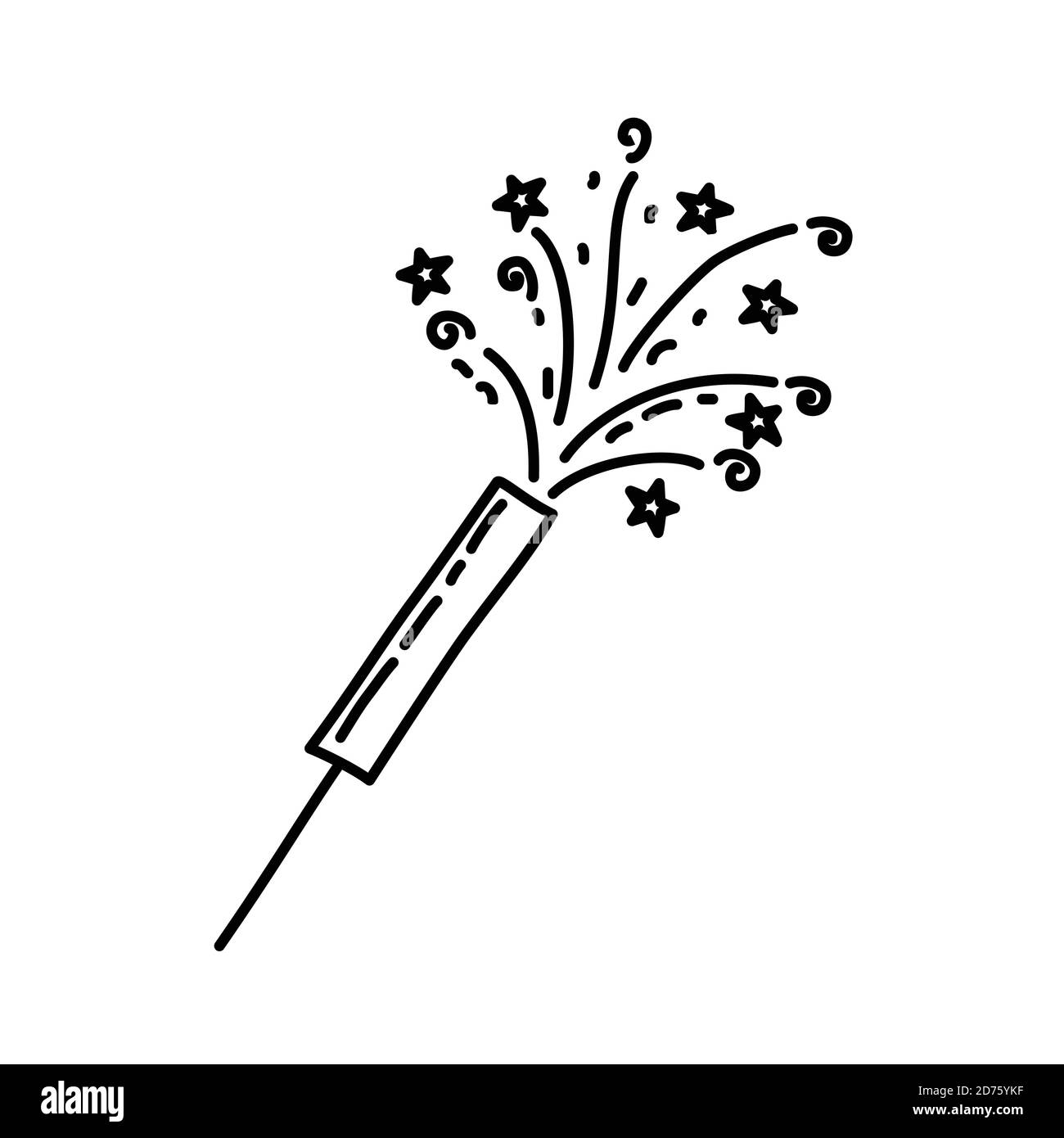 Icona del fuoco del Bengala. Doddle disegnata a mano o stile icona contorno nero Illustrazione Vettoriale