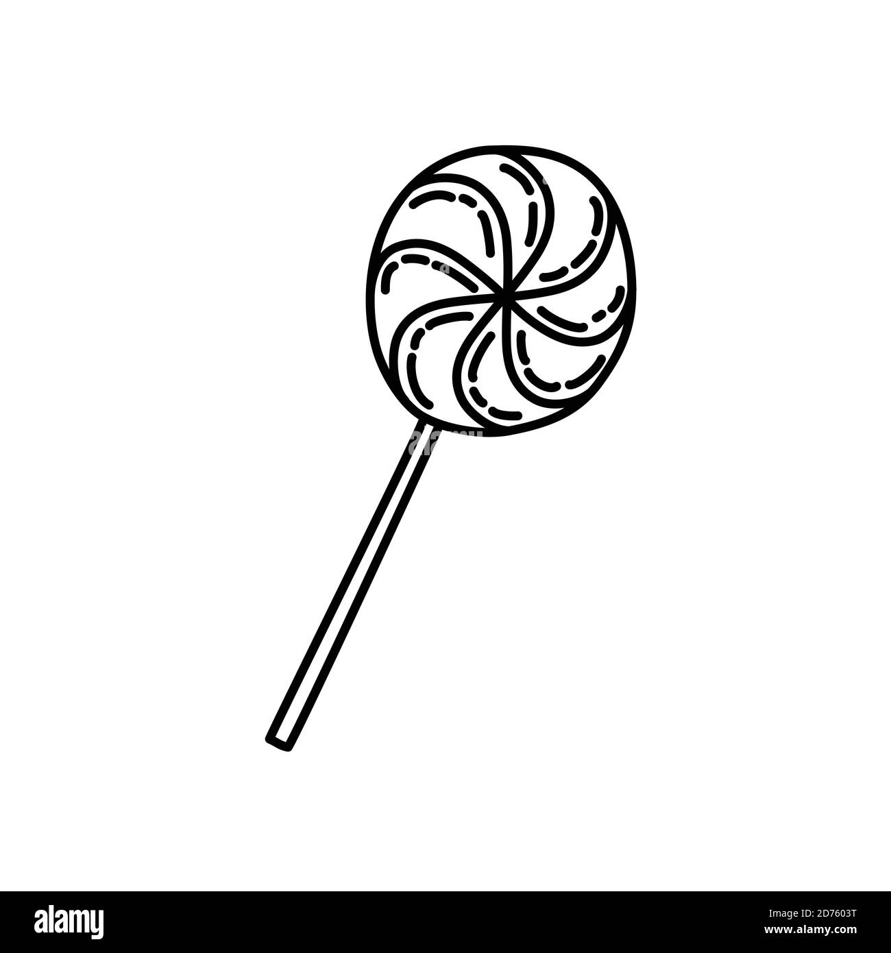 Icona caramella. Doddle disegnata a mano o stile icona contorno nero Illustrazione Vettoriale