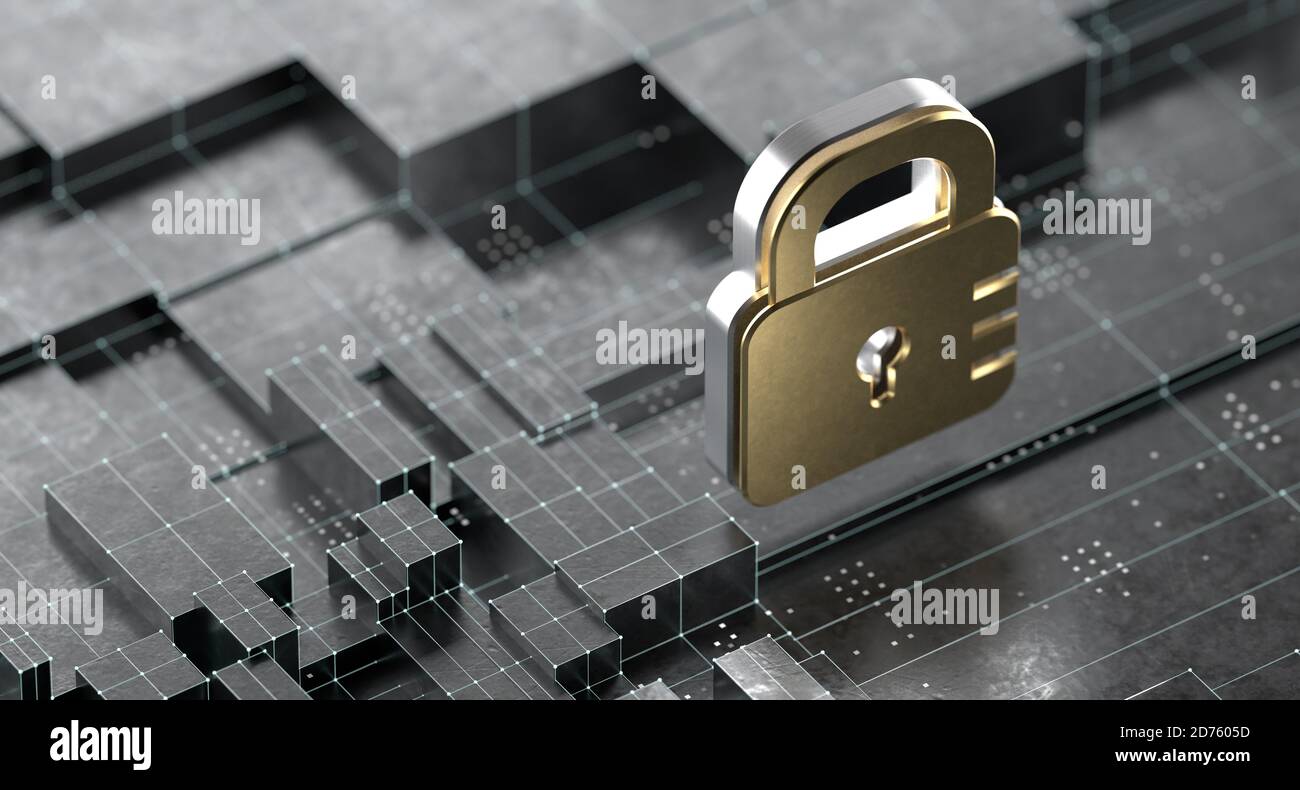 Tecnologia Cyber Security, protezione delle informazioni digitali online. Sicurezza dei dati online Foto Stock