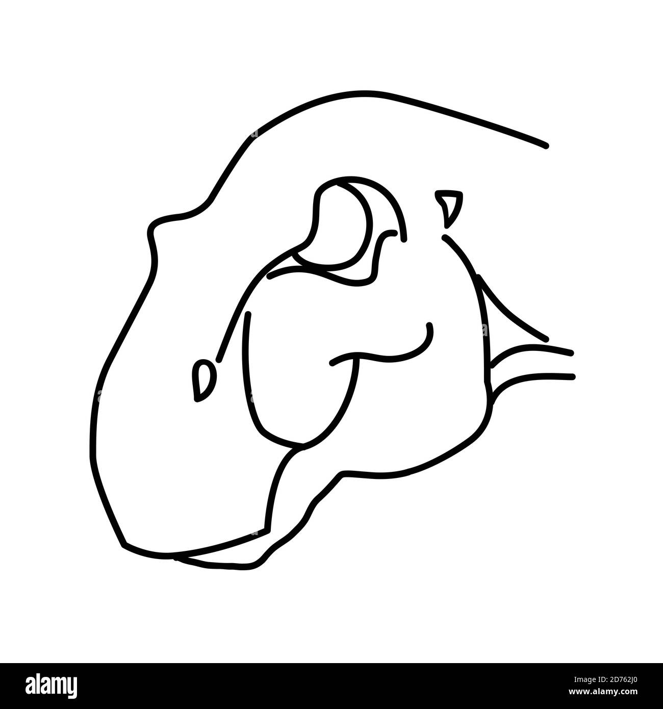 Icona Iguanodon. Stile icona Doodle disegnata a mano o Black Outline Illustrazione Vettoriale