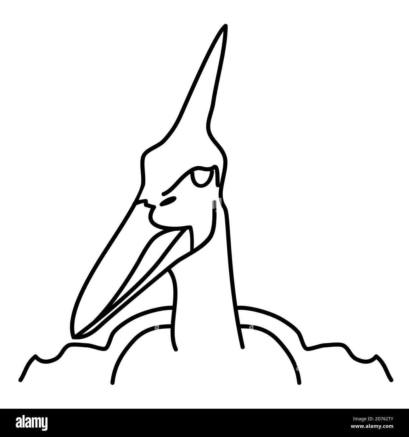 Icona Pteranodon. Stile icona Doodle disegnata a mano o Black Outline Illustrazione Vettoriale