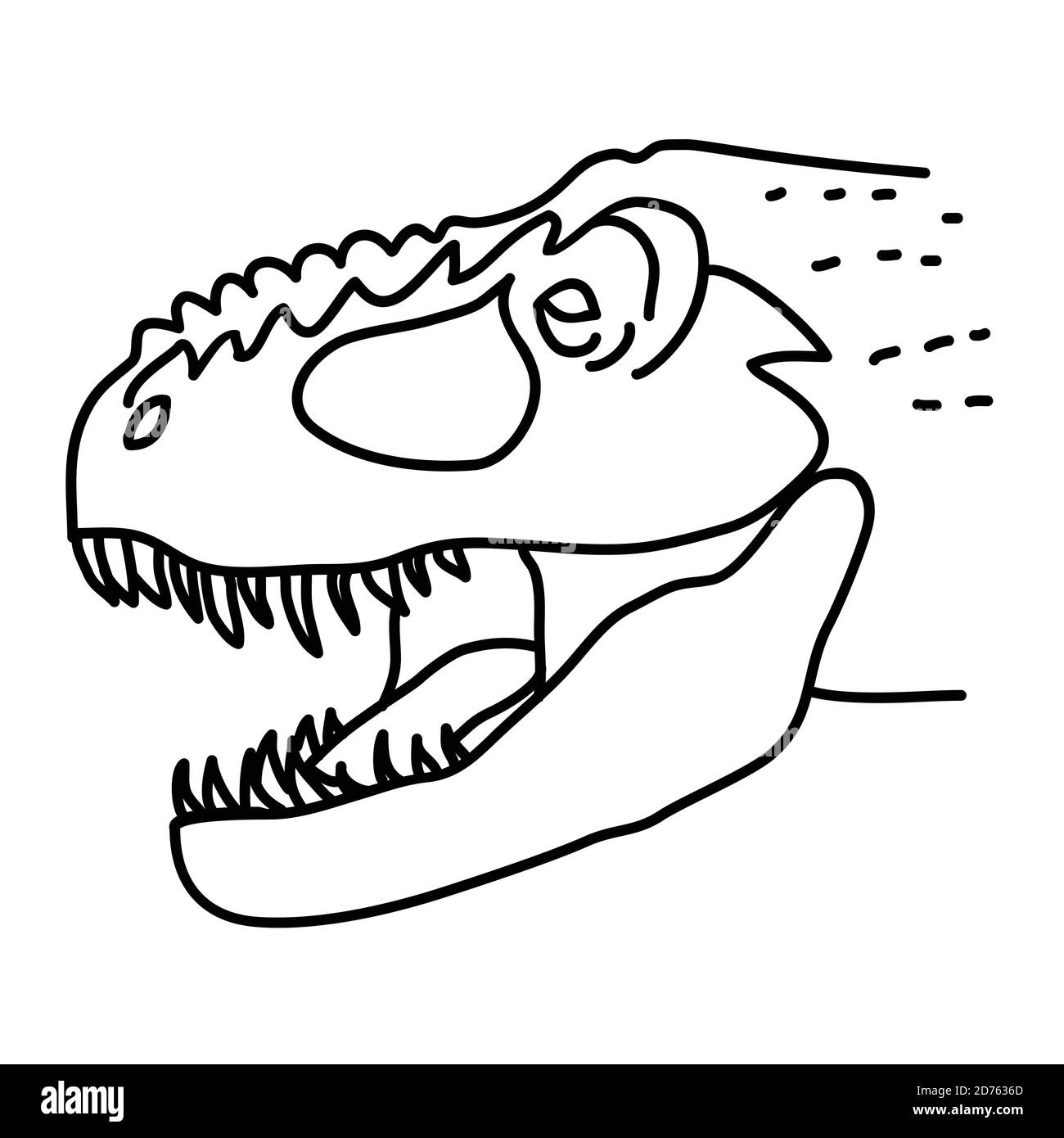 Icona Tyrannosaurus Rex. Stile icona Doodle disegnata a mano o Black Outline Illustrazione Vettoriale