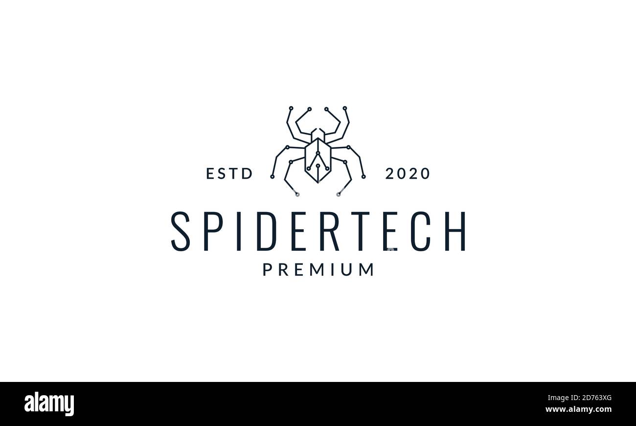 spider line art profilo tecnologia logo vettoriale icona illustrazione disegno arte Illustrazione Vettoriale