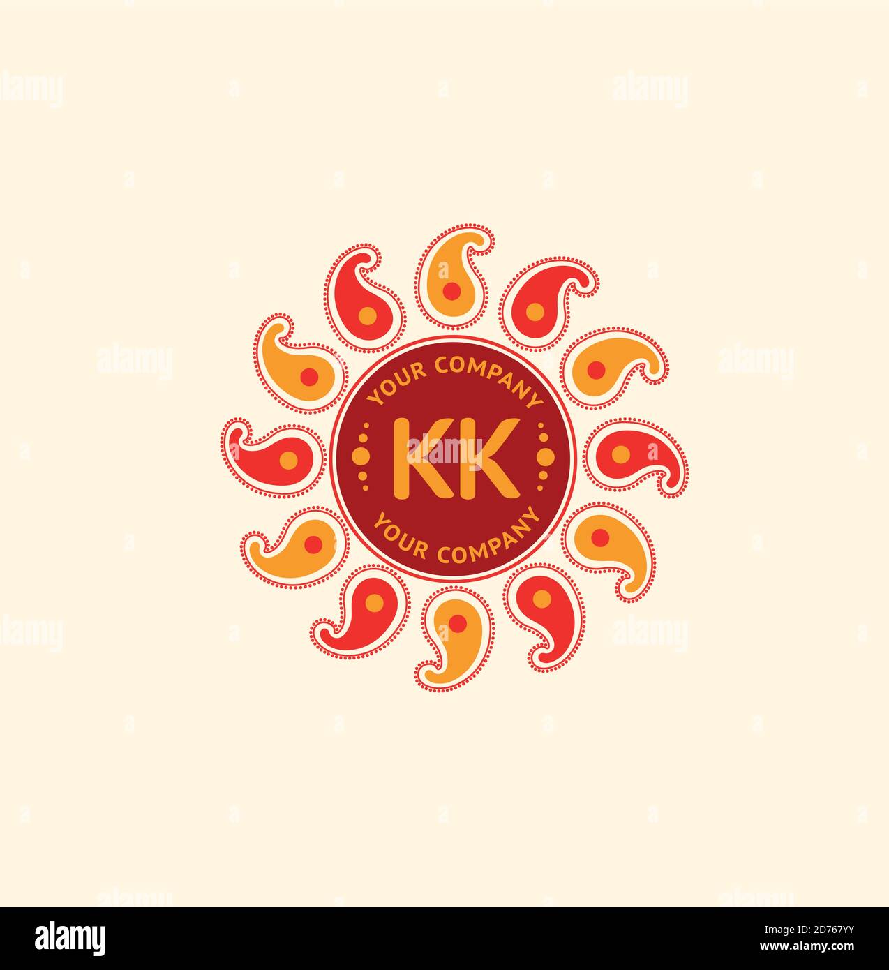 Monogramma KK con nome di società fittizia. Illustrazione Vettoriale