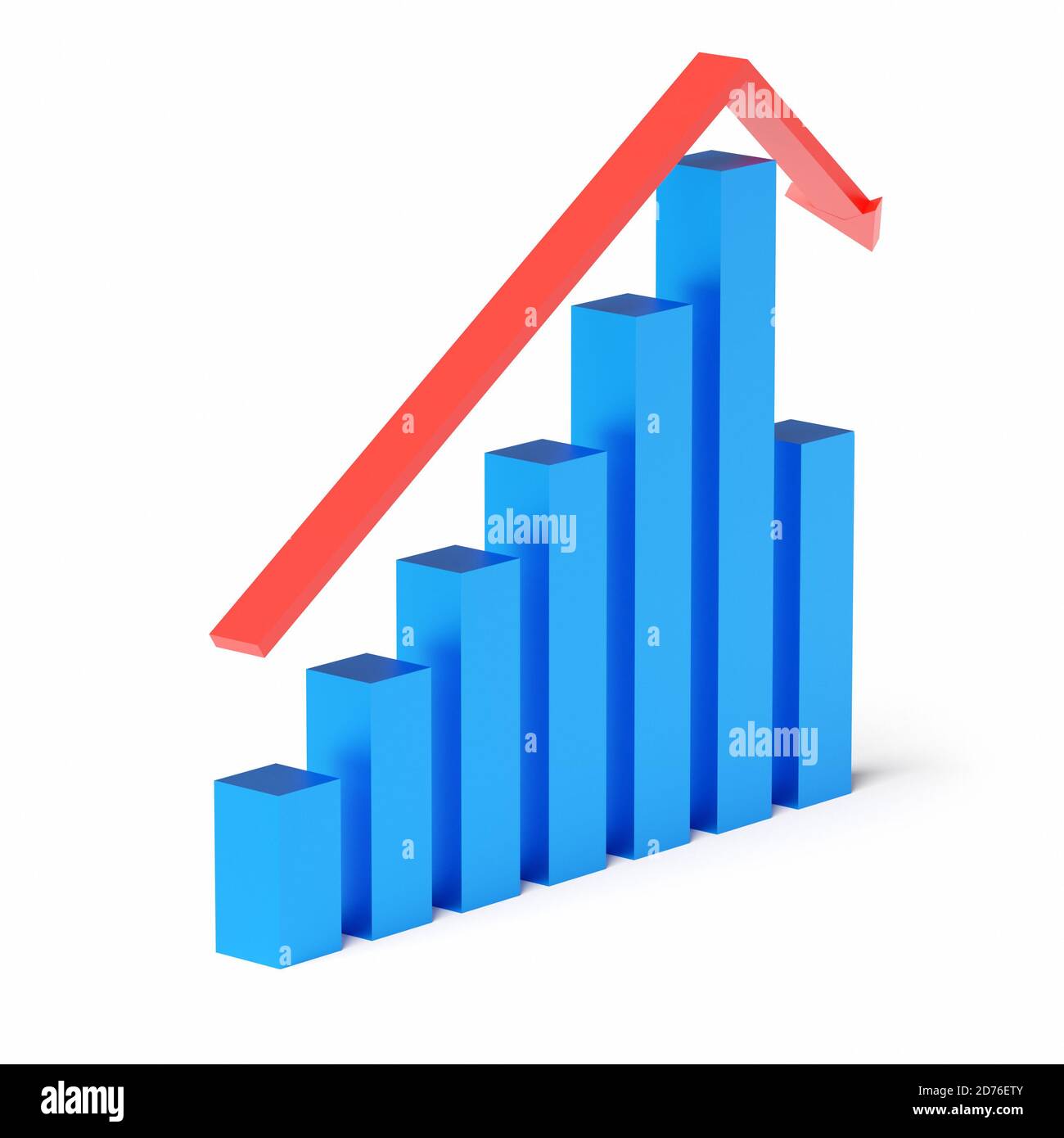 Business e il concetto di fallimento. Grafico e freccia in bancarotta con recessione. rendering 3d Foto Stock