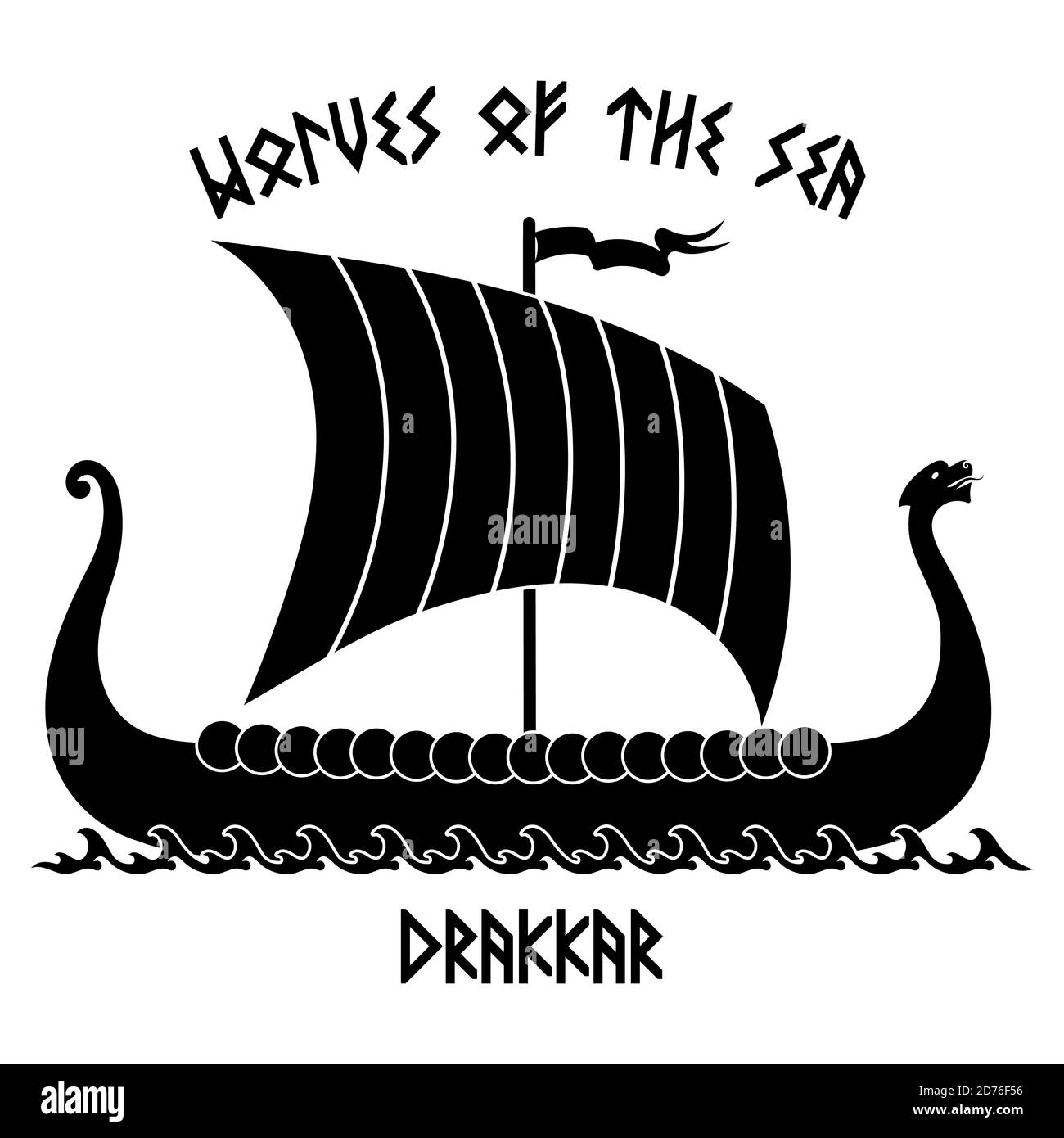 Un'antica immagine scandinava di una nave vichinga Drakkar Illustrazione Vettoriale