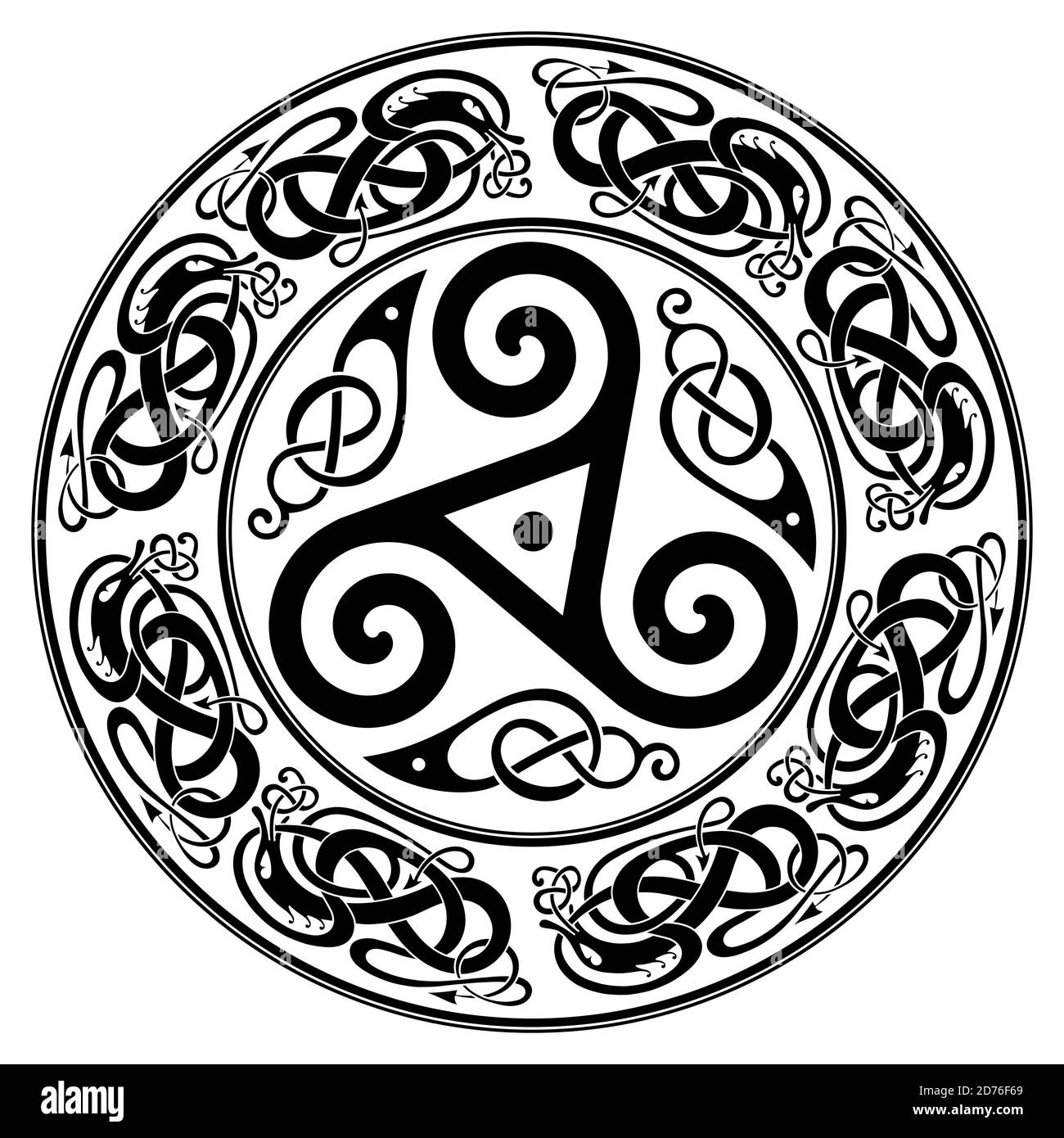 Design Celtico rotondo, triskele e motivo celtico Illustrazione Vettoriale
