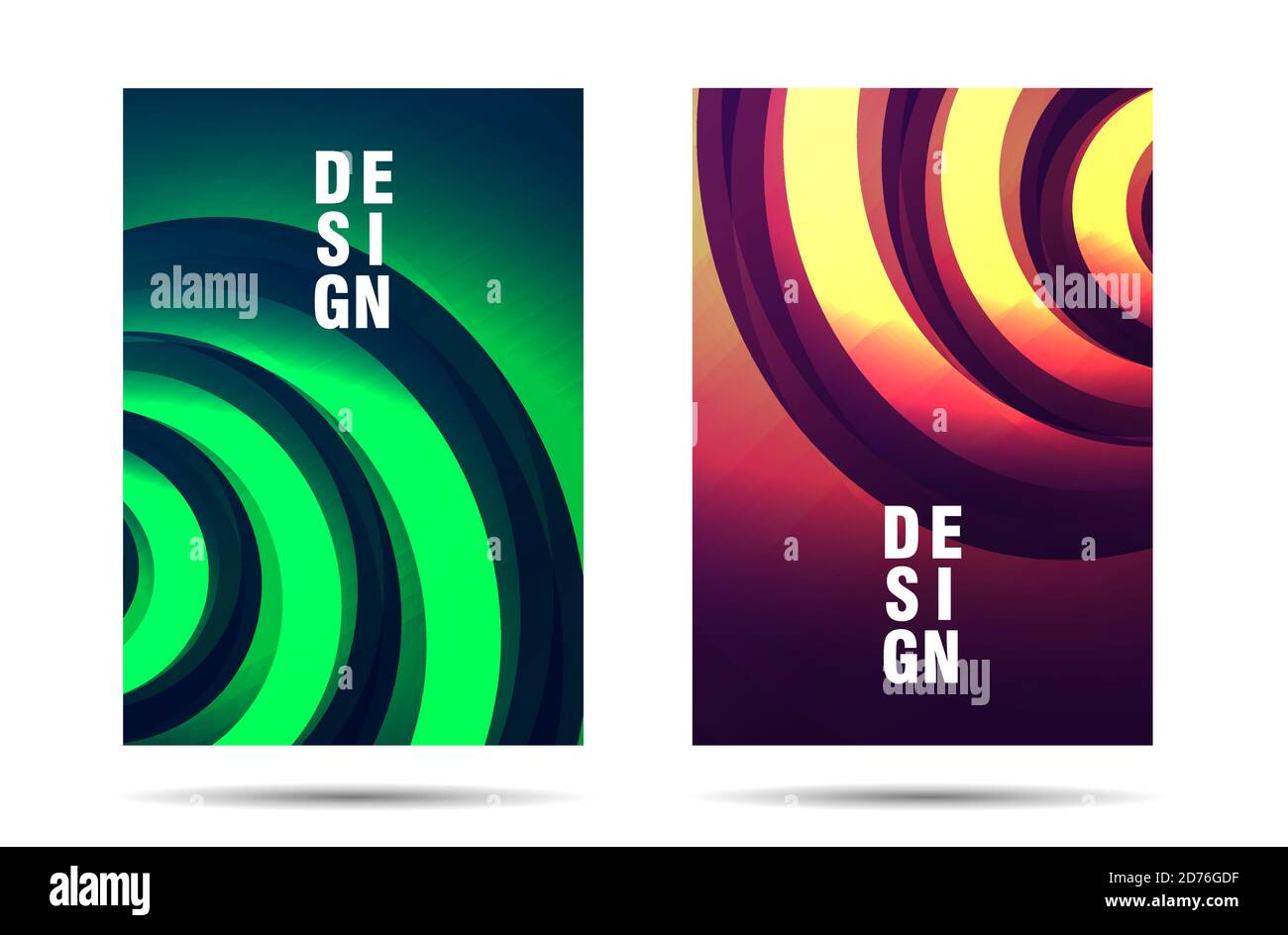Set di copertine o banner poster con cerchi 3d che formano texture, moderno design banner Illustrazione Vettoriale