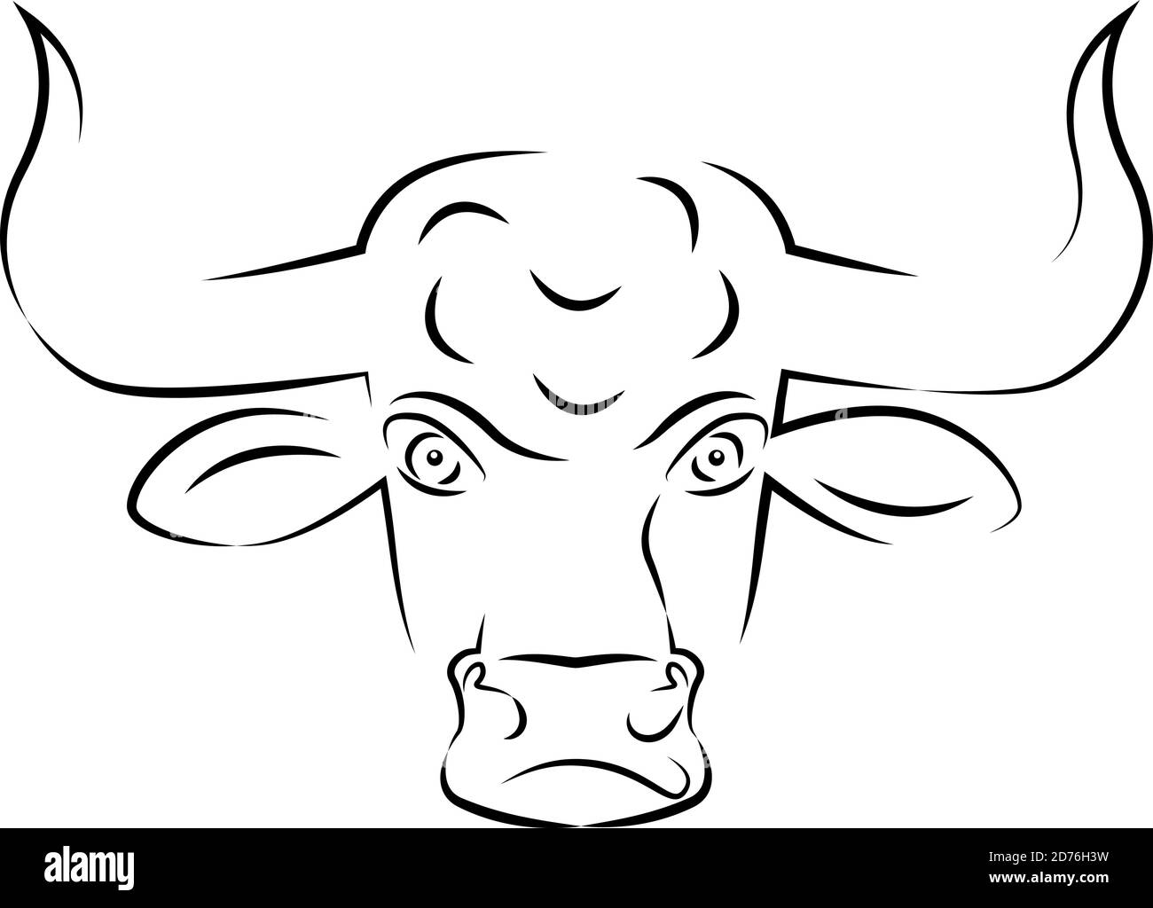 Ritratto di toro. Cinese nuovo anno 2021. Grafici di linea. Illustrazione Vettoriale