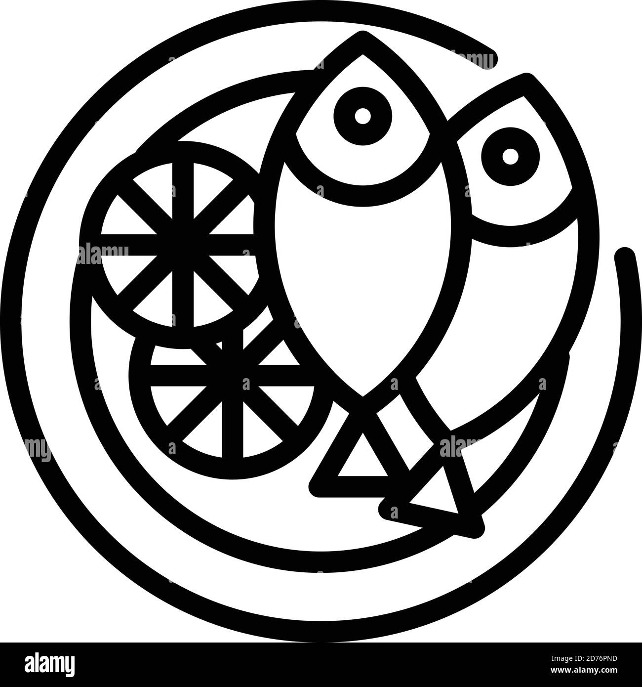 Icona del pranzo a base di pesce. Contorno pesce pranzo vettore icona per web design isolato su sfondo bianco Illustrazione Vettoriale