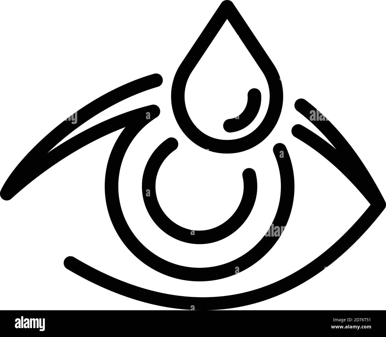 Occhio con l'icona goccia d'acqua. Contorno occhio con acqua goccia vettore icona per web design isolato su sfondo bianco Illustrazione Vettoriale