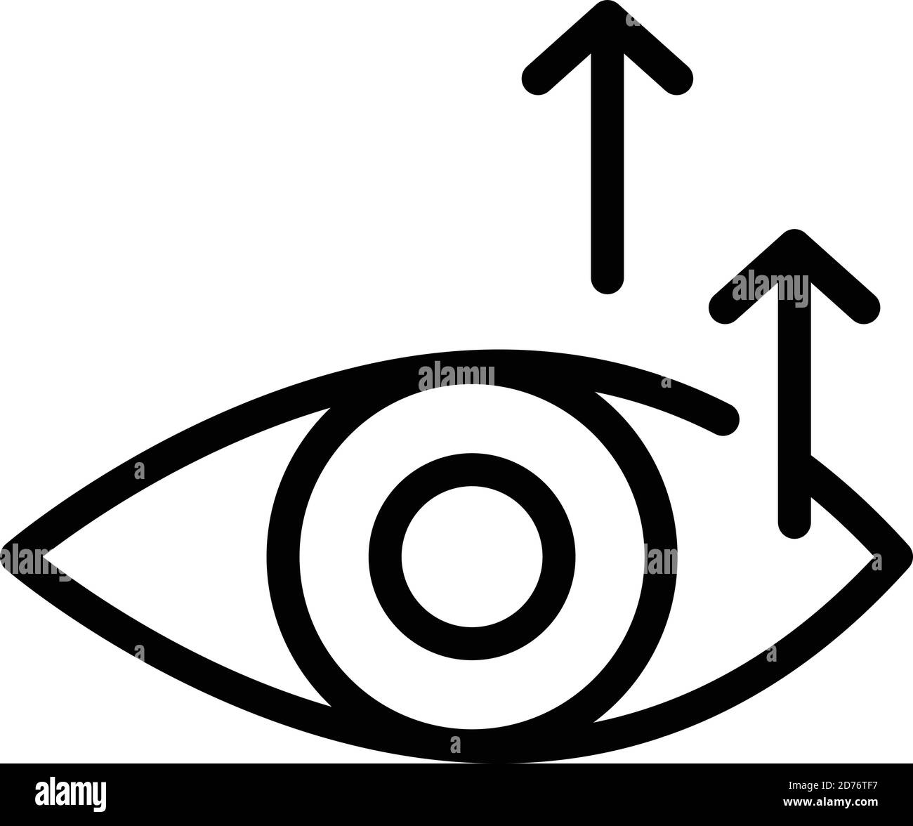 Icona occhio su. Delineare l'icona vettore occhio per il web design isolato su sfondo bianco Illustrazione Vettoriale