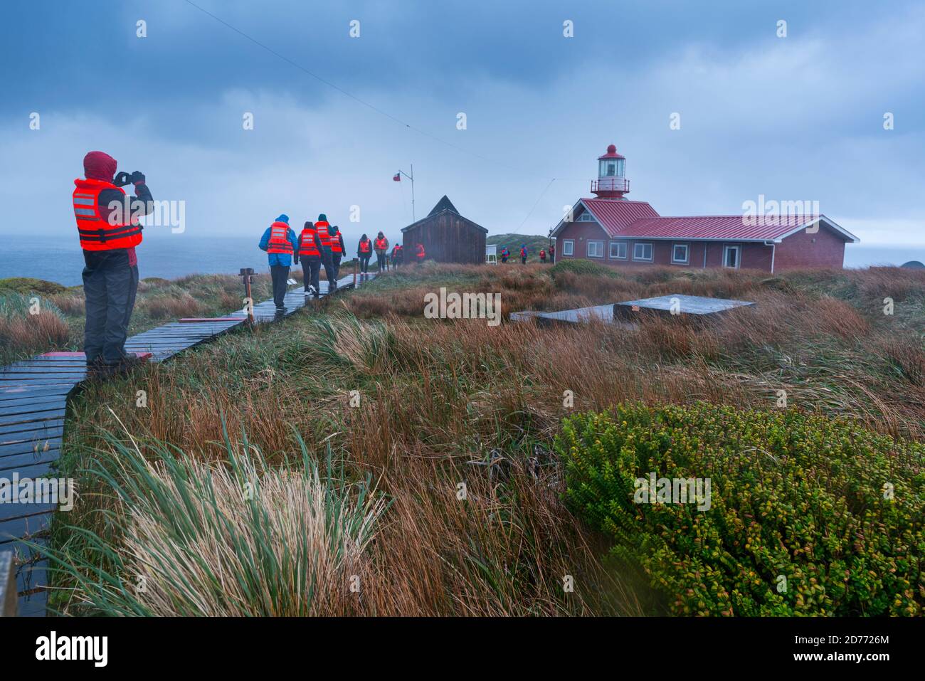 Faro di Capo Horn, santuario di Stella Maris, Capo Horn, Parco Nazionale di Capo Horn, nave da crociera Ventus Australis, Isola di Capo Horn, Archidea Tierra del Fuego Foto Stock