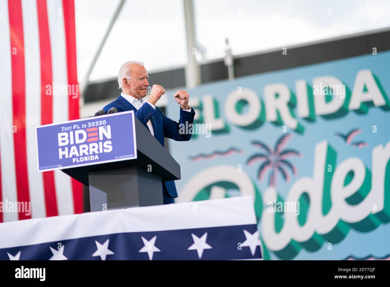 MIRAMAR, FL, USA - 13 ottobre 2020 - il candidato presidenziale americano Joe Biden al Drive-in GOTV Rally al Miramar Regional Park - Miramar, Florida, USA - Foto Stock