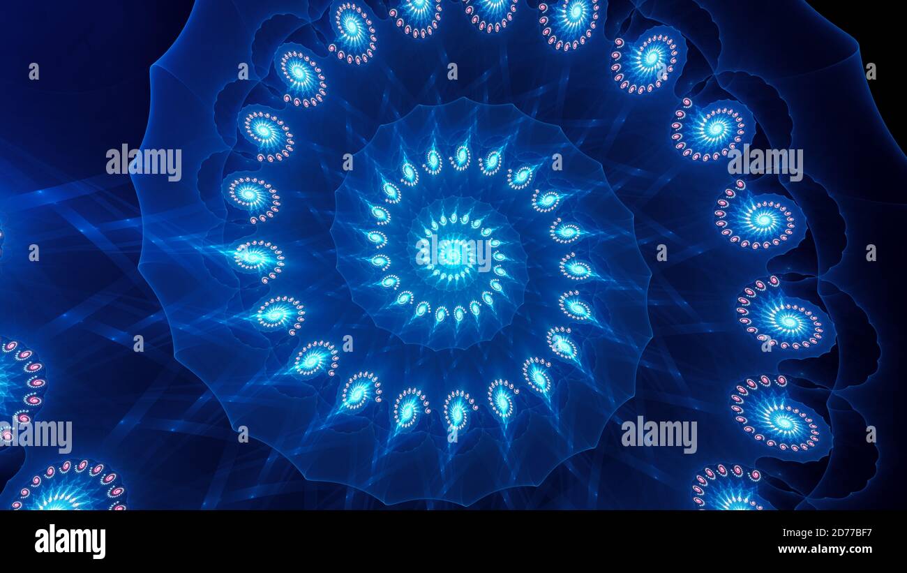 Sistema a spirale blu, sfondo astratto generato dal computer, rendering 3D Foto Stock