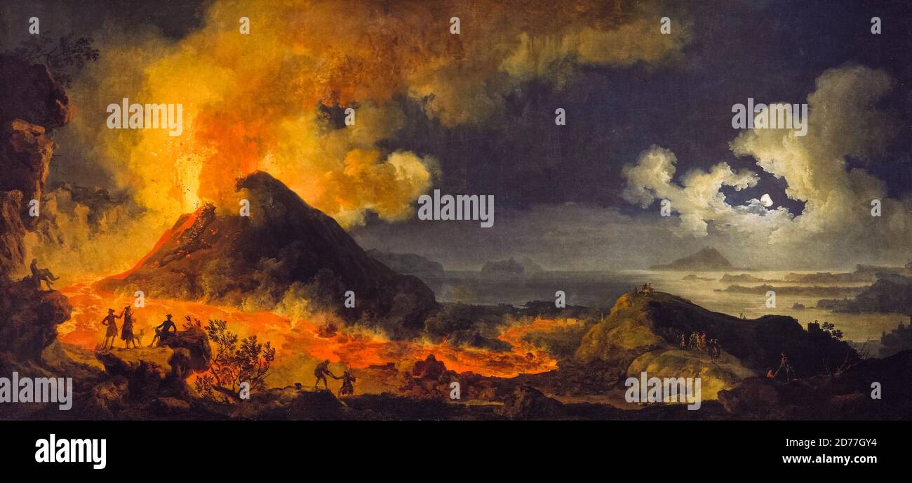 L'eruzione del Vesuvio, paesaggio dipinto da Pierre-Jacques Volaire, 1771 Foto Stock