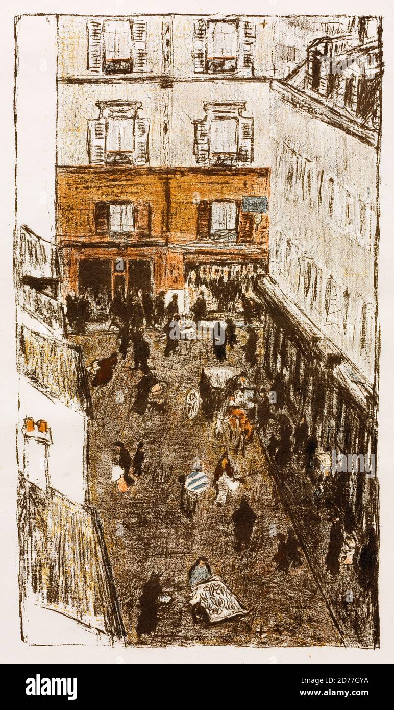Alcuni aspetti della vita di Parigi: Angolo di strada visto dall'alto, stampa litografica di Pierre Bonnard, 1899 Foto Stock