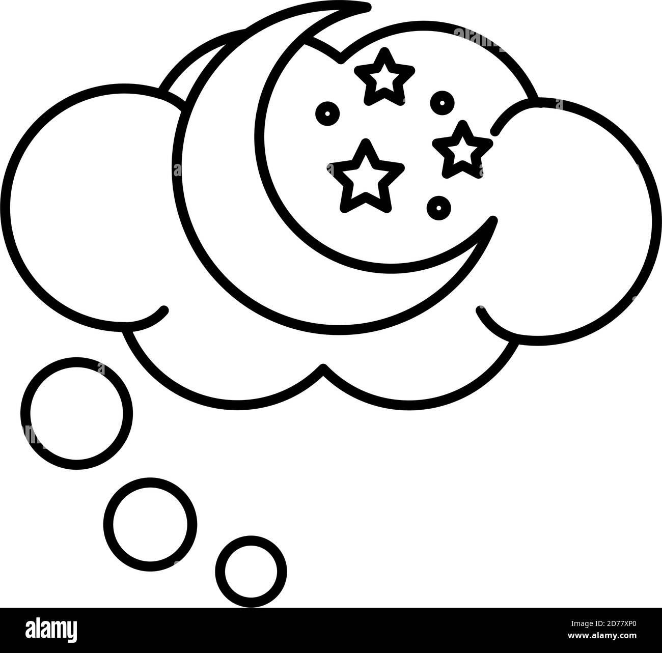 luna con stelle in sogno bolla insonnia linea stile icona disegno di illustrazione vettoriale Illustrazione Vettoriale
