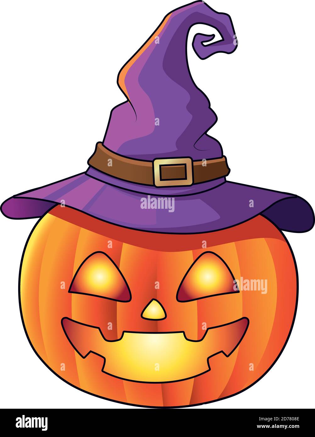 zucca di halloween con icona di cappello di strega disegno vettoriale  illustrazione Immagine e Vettoriale - Alamy