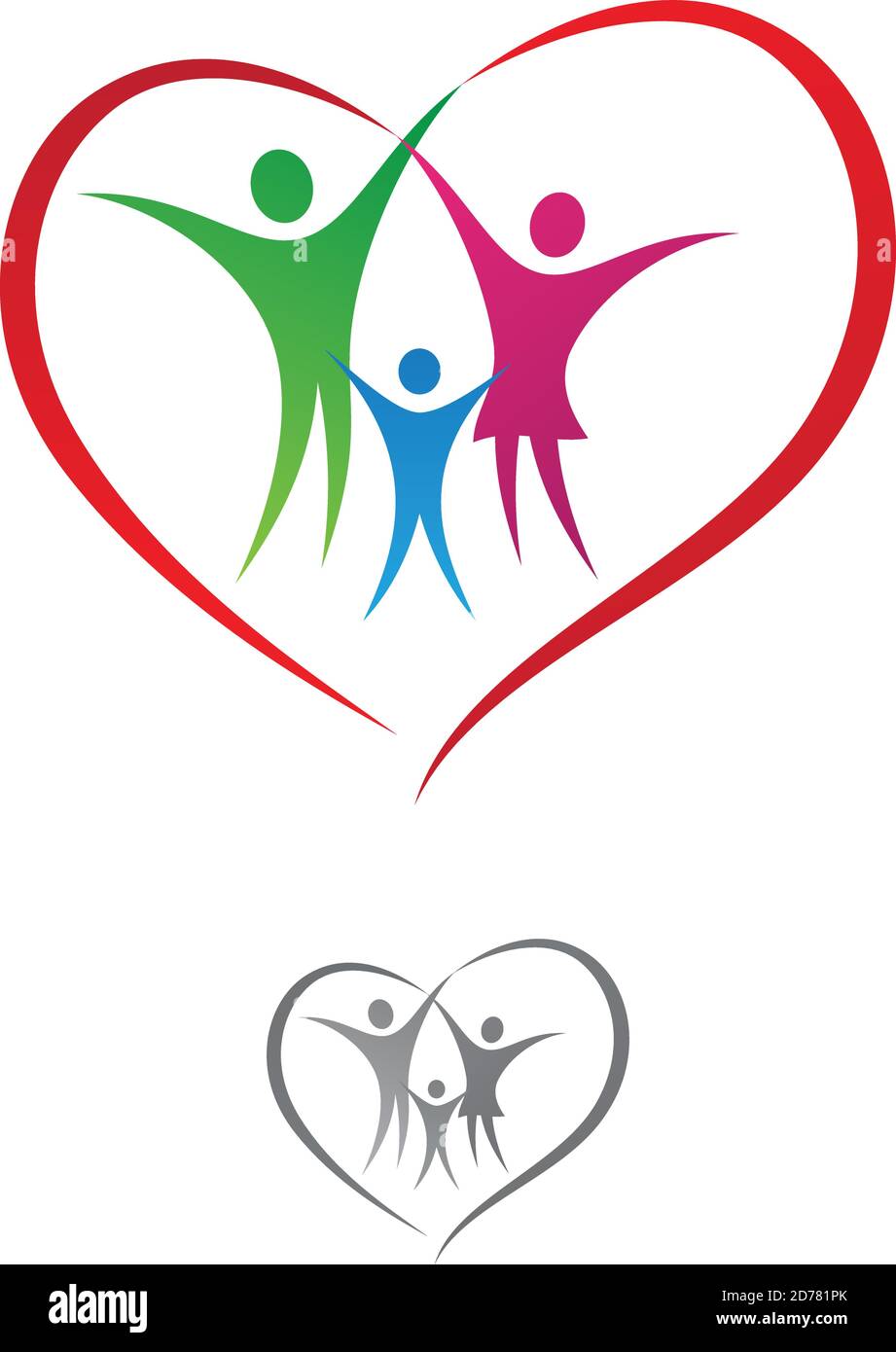 Vettore di famiglia con illustrazione vettoriale a nastro a forma di cuore per la salute aziendale. Illustrazione vettoriale EPS.8 EPS.10 Illustrazione Vettoriale