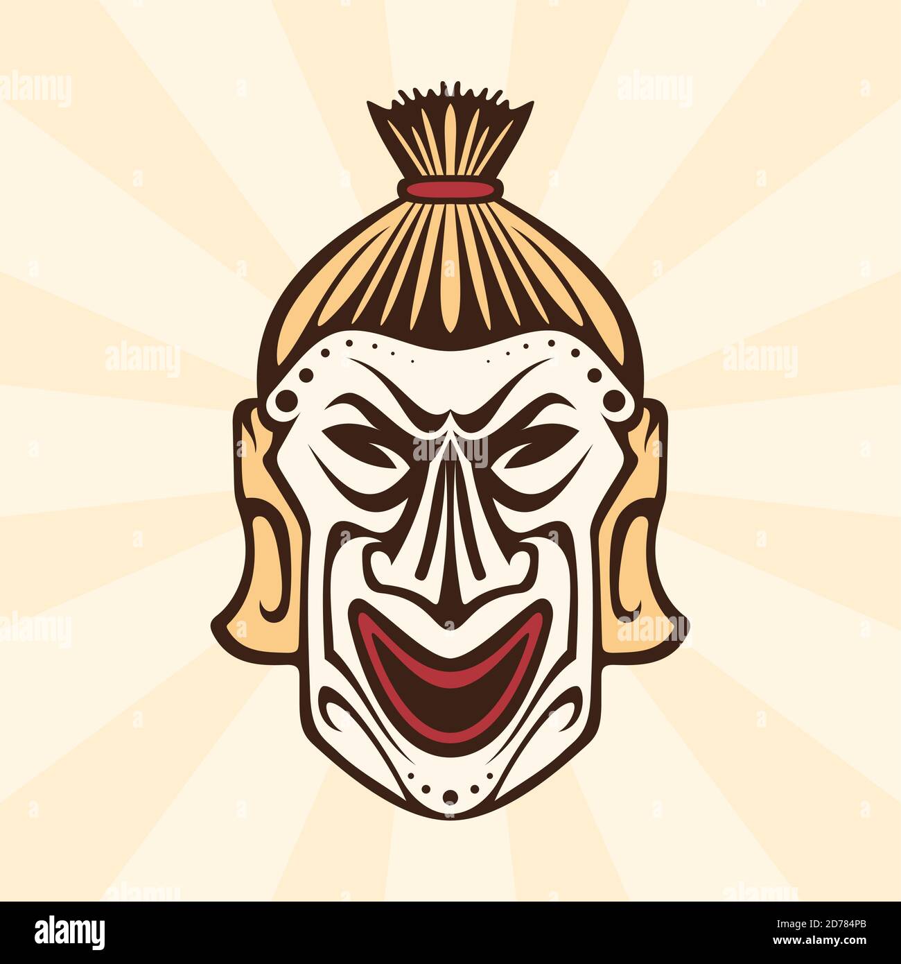 Disegno astratto del concetto di vettore della maschera etnica tribale. Illustrazione del tradizionale simbolo mascherato aborigeno. Illustrazione vettoriale EPS.8 EPS.10 Illustrazione Vettoriale