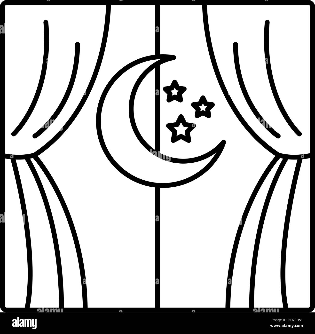 luna con stelle in finestra insonnia vettore di icone stile linea disegno dell'illustrazione Illustrazione Vettoriale