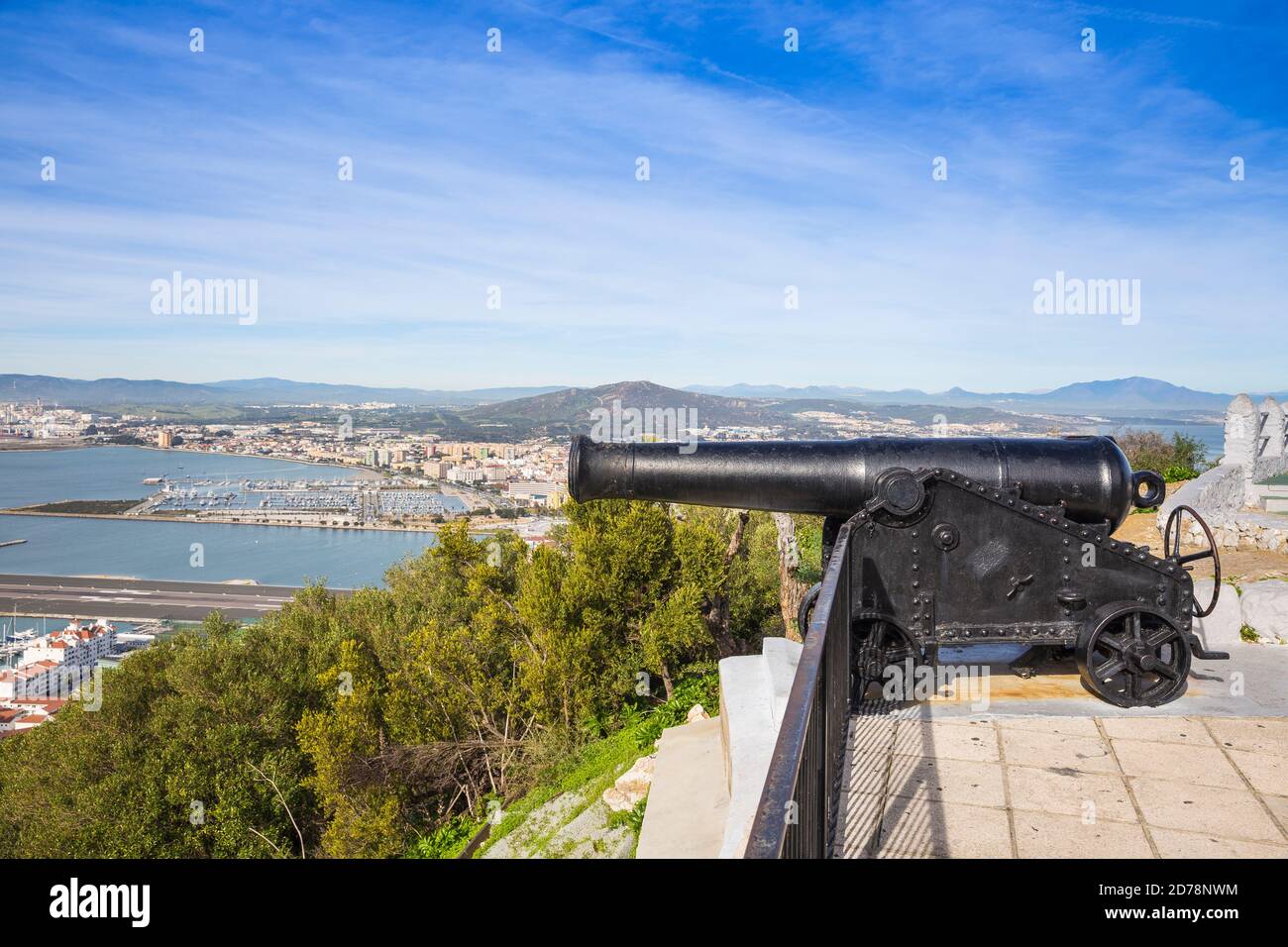 Gibilterra, roccia di Gibilterra, Gun al centro del patrimonio militare Foto Stock