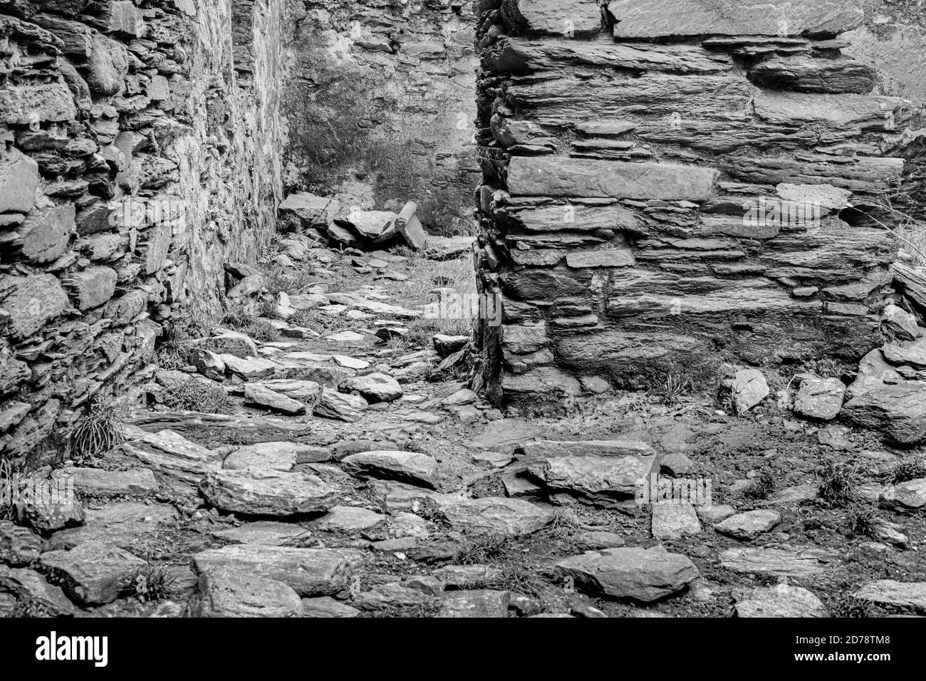 Vecchia casa di pietra abbandonata, Contea di Kerry, Irlanda Foto Stock