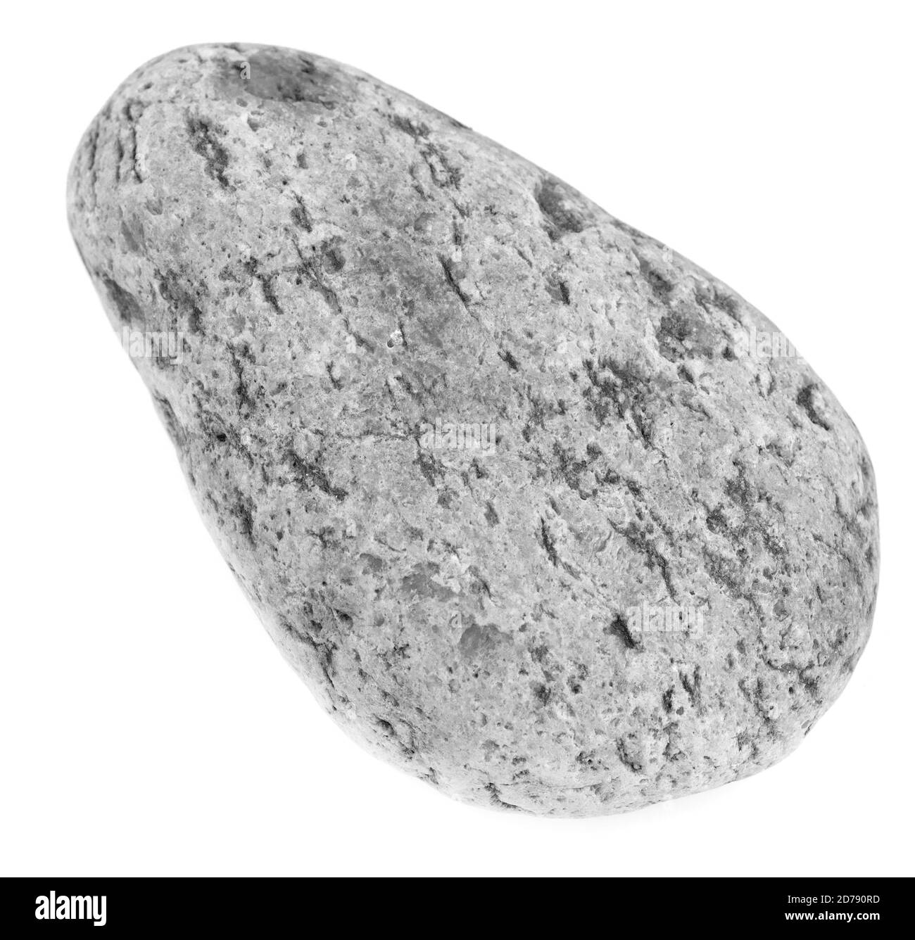 Pietra grande naturale, ciottoli isolati su sfondo bianco. Pietre per bagni e saune Foto Stock