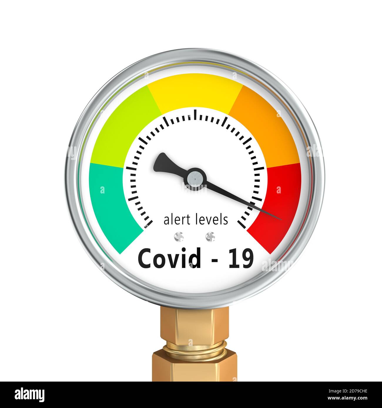 l'indicatore per il coronavirus della covid 19 mostra uno stato di alto rischio e di allarme. rendering 3d. Foto Stock