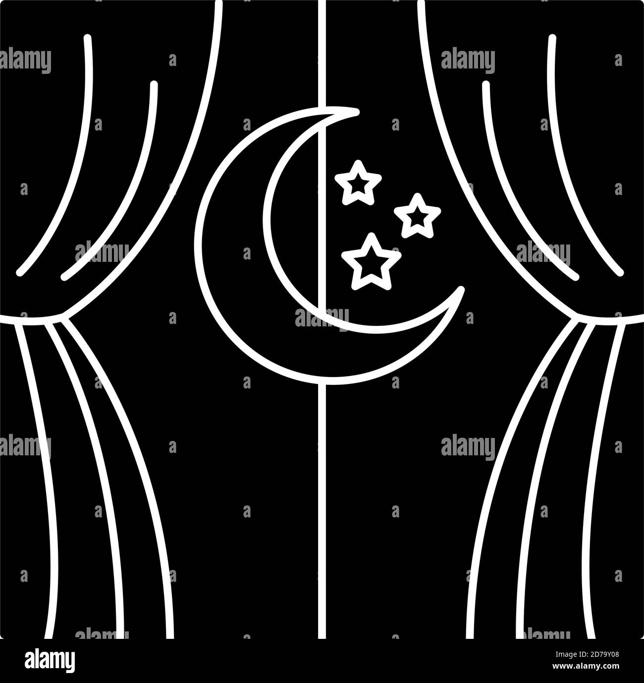 luna con stelle in finestra insonnia silhouette stile vettore icona disegno dell'illustrazione Illustrazione Vettoriale