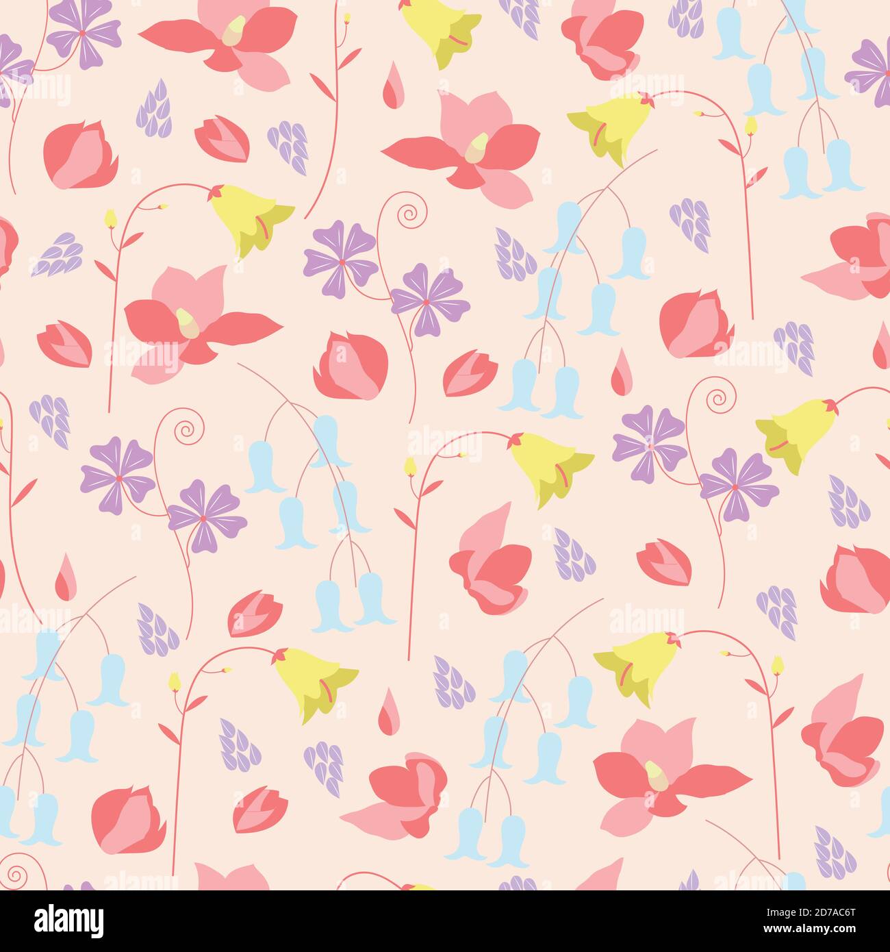 Design vettoriale con motivo floreale senza cuciture Illustrazione Vettoriale