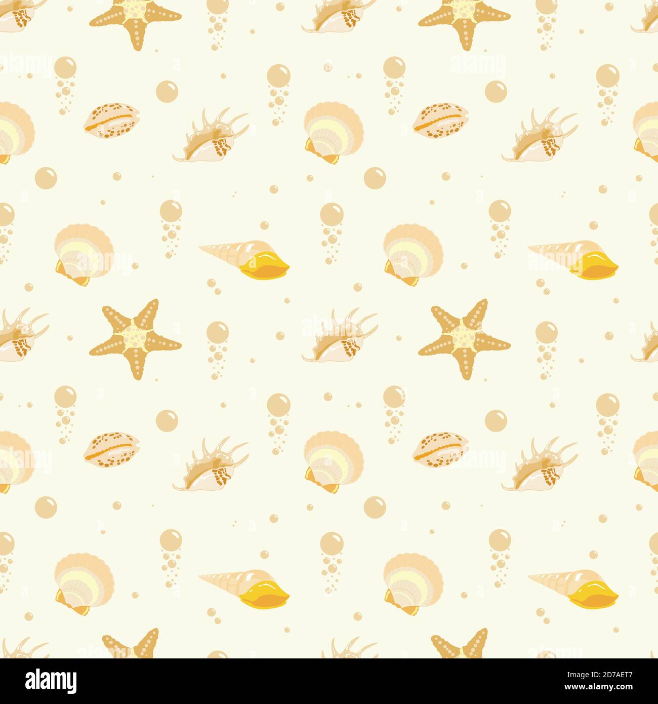Design con motivo senza cuciture a conchiglie Illustrazione Vettoriale