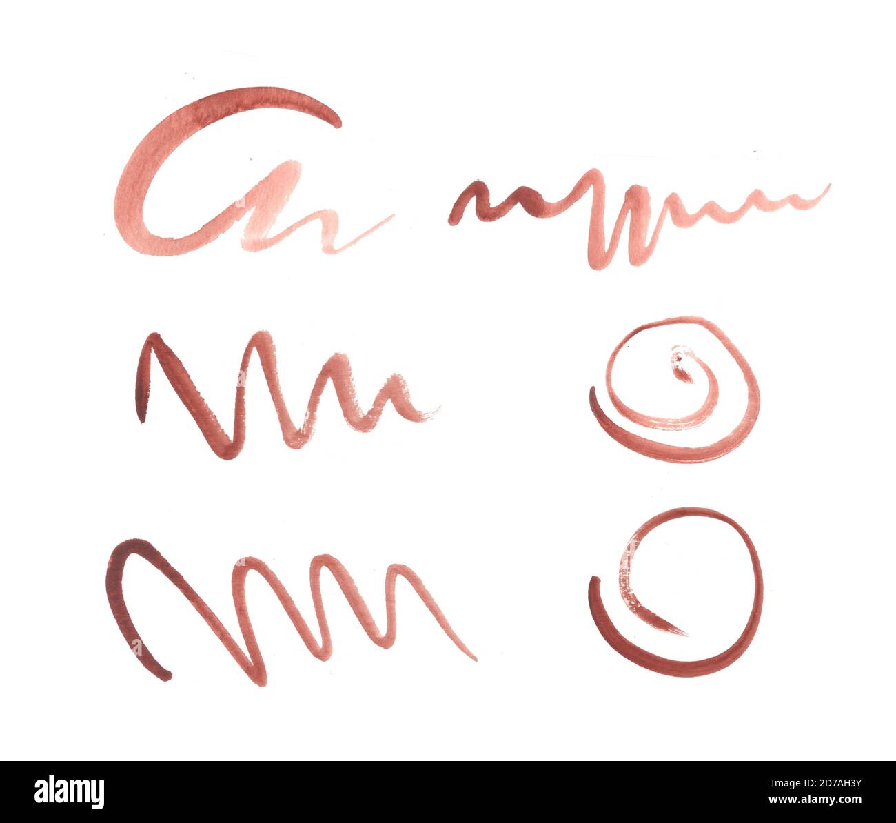 Set di diversi scarabocchi e doodles acquerelli Foto Stock